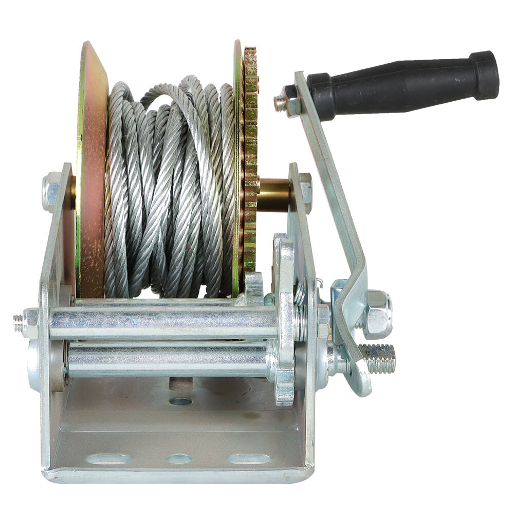 3500lbs Dual Gear Hand Winch Hand Crank Manual Boat ATV RV Trailer Cable