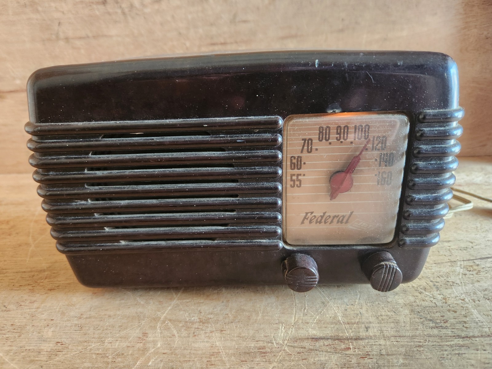 Federal Telephone + Radio Co. 1040TB 1947 Tube Radio Not Working Parts Brown Vtg