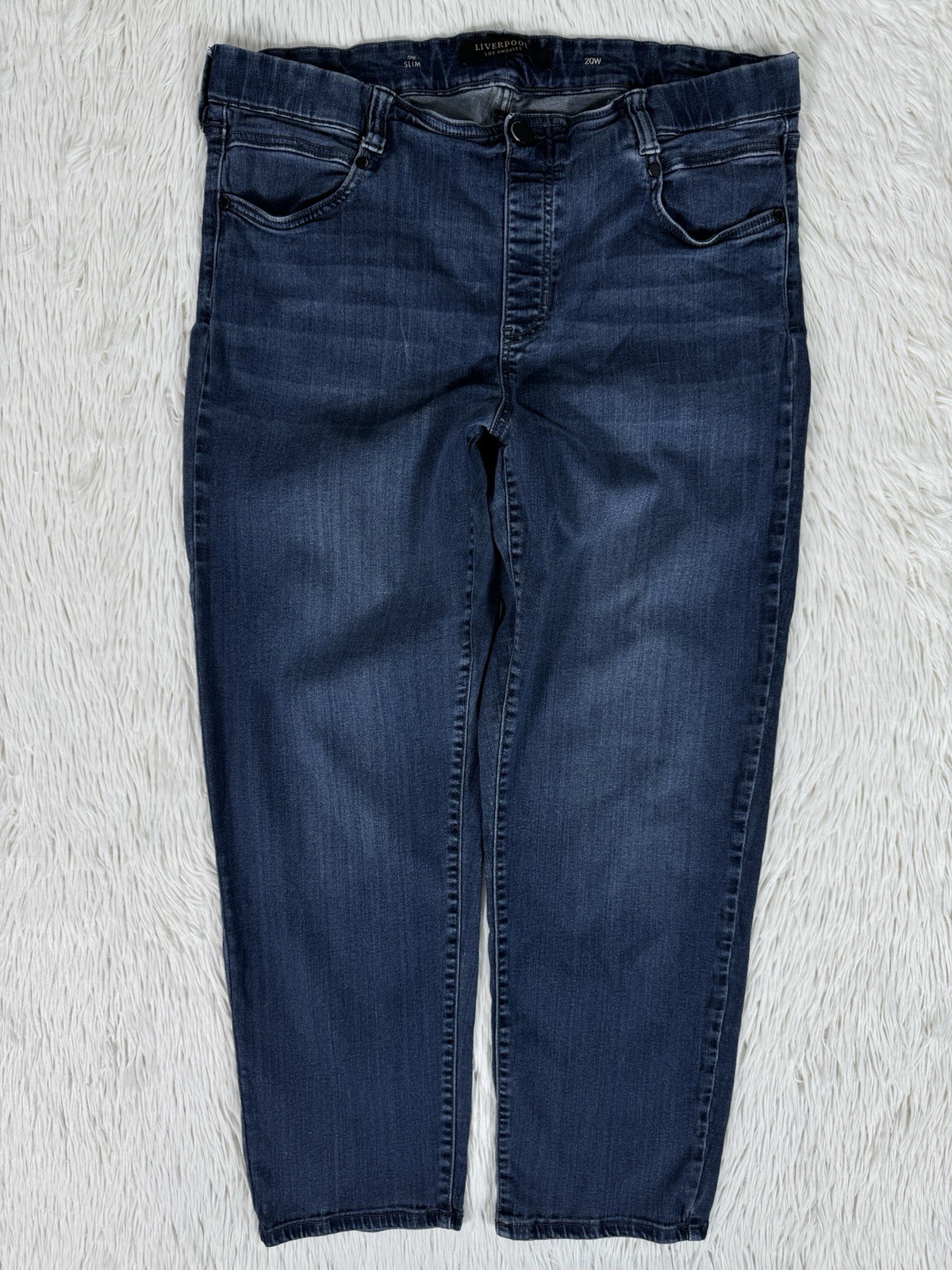 Liverpool Blue Dark Wash High Waisted The Slim Straight Denim Jeans Women's 20W