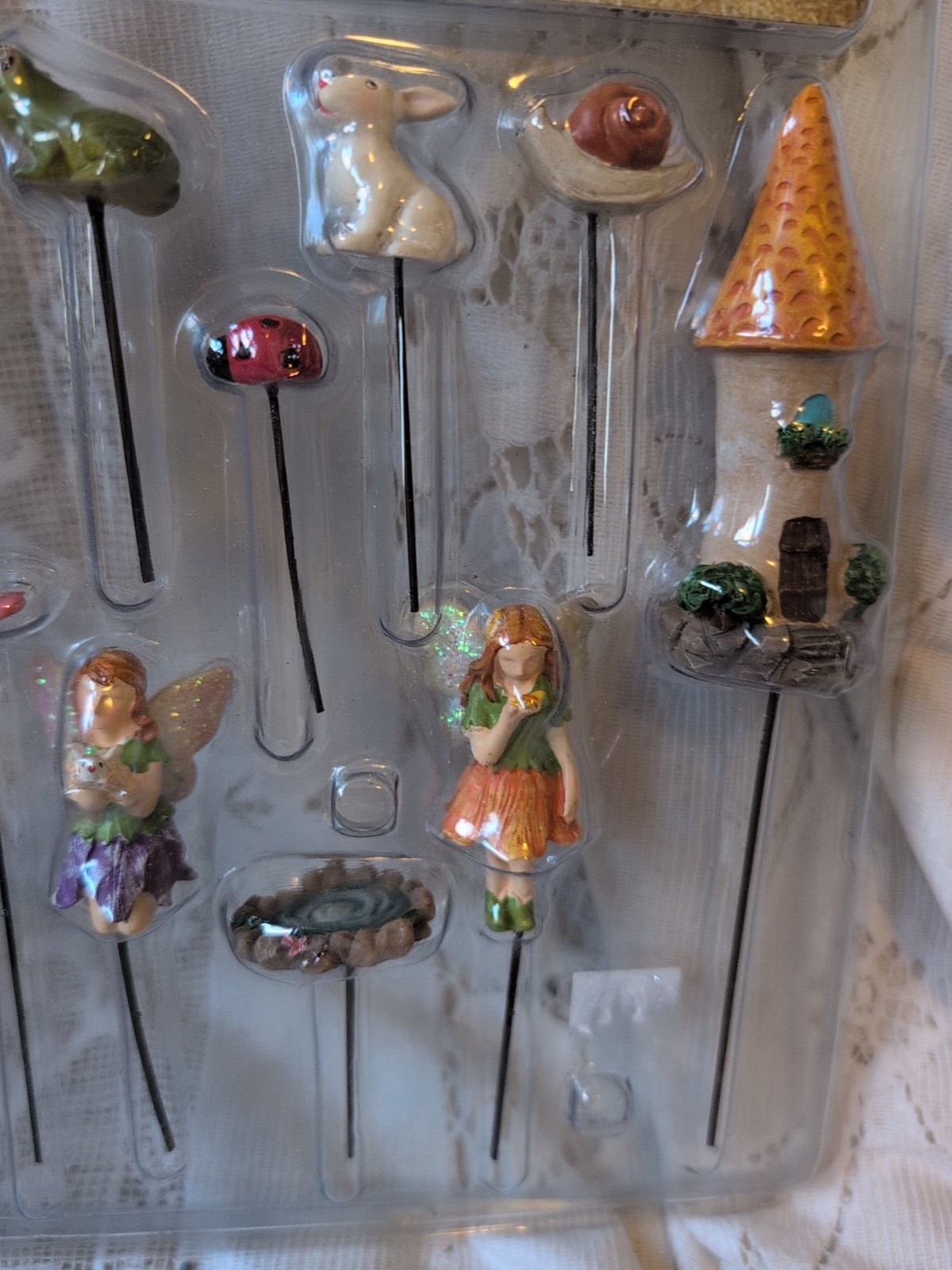 Blossom Bucket Fairy Garden Mini Village Resin Picks Set NEW