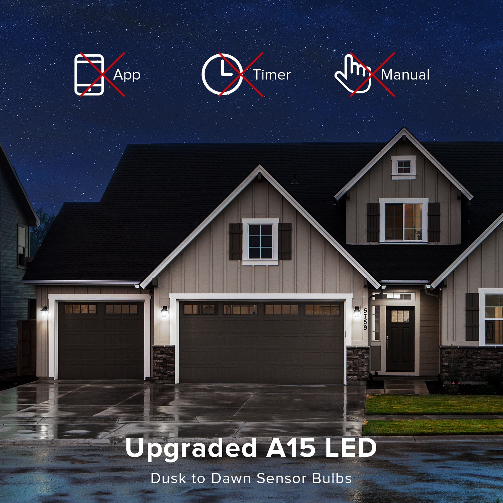 4-Pcs 8W/13W LED Light Bulb Dusk to Dawn Auto On/Off Sensor Bulbs 5000K Daylight