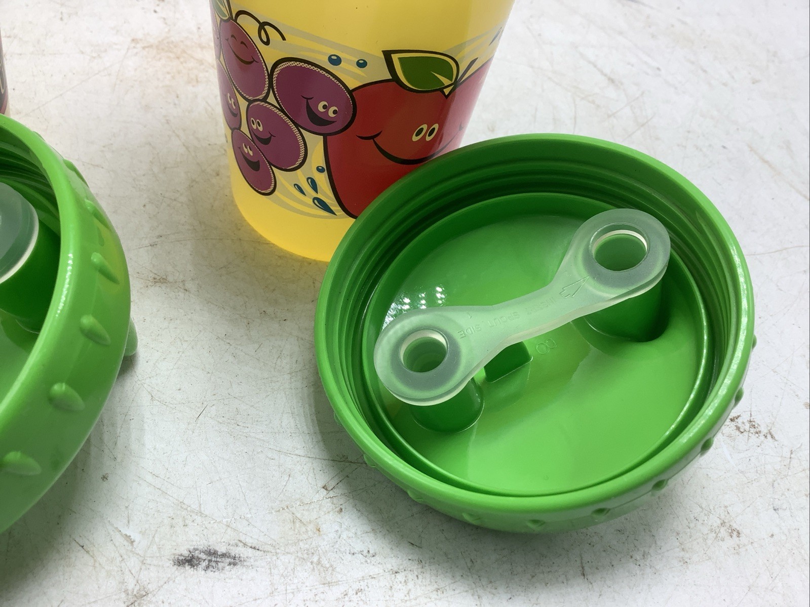 2 Vintage Playtex Juicy Juice Advertisement Plastic Sippy Cup with Valve RARE