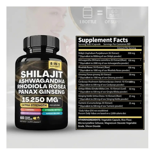 Himalayan Shilajit Capsules,Organic,Extremely Potent,Boost Energy,Stress Relief