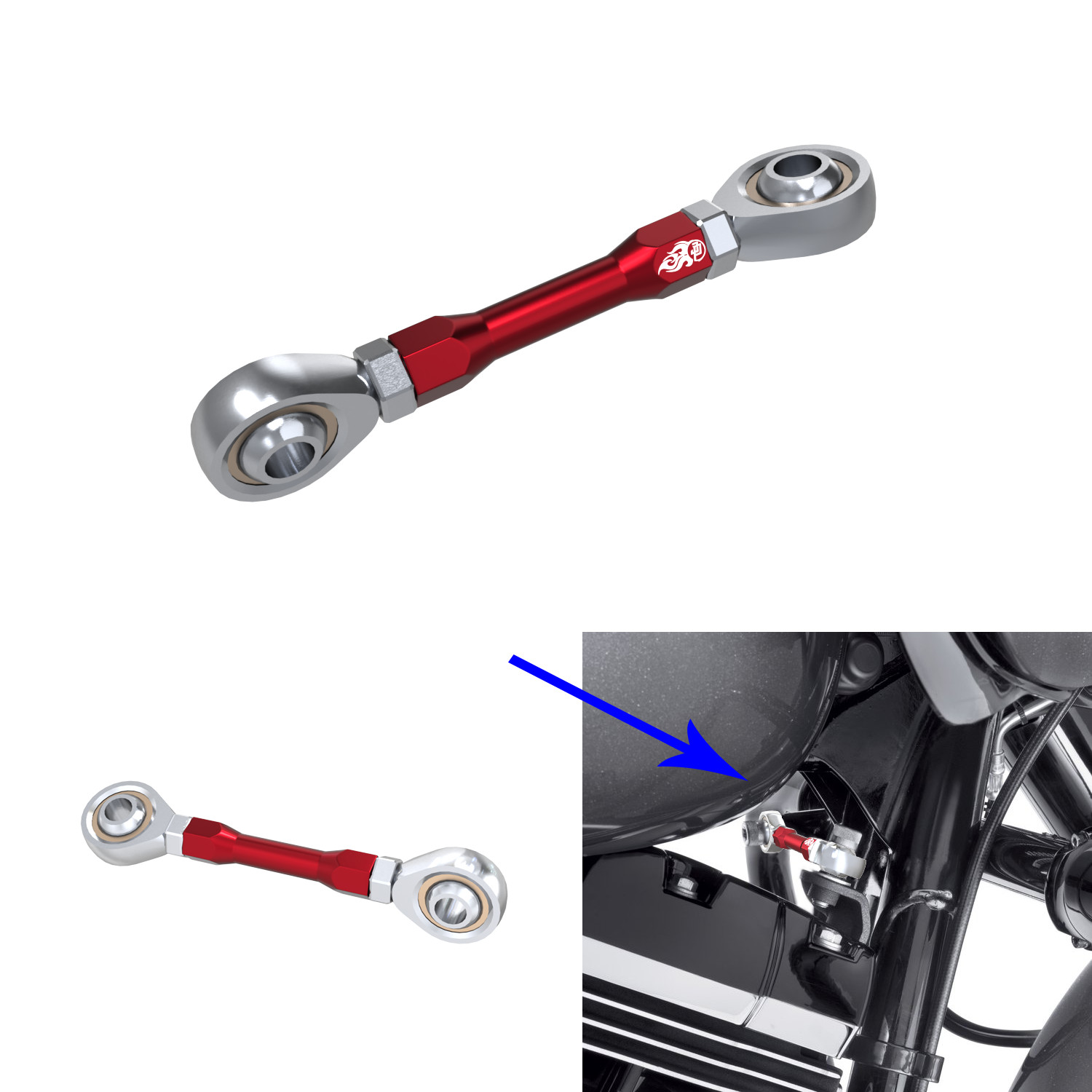 Red Engine Shift Linkage Stablizer Link for Harley 09-later Road King Road Glide
