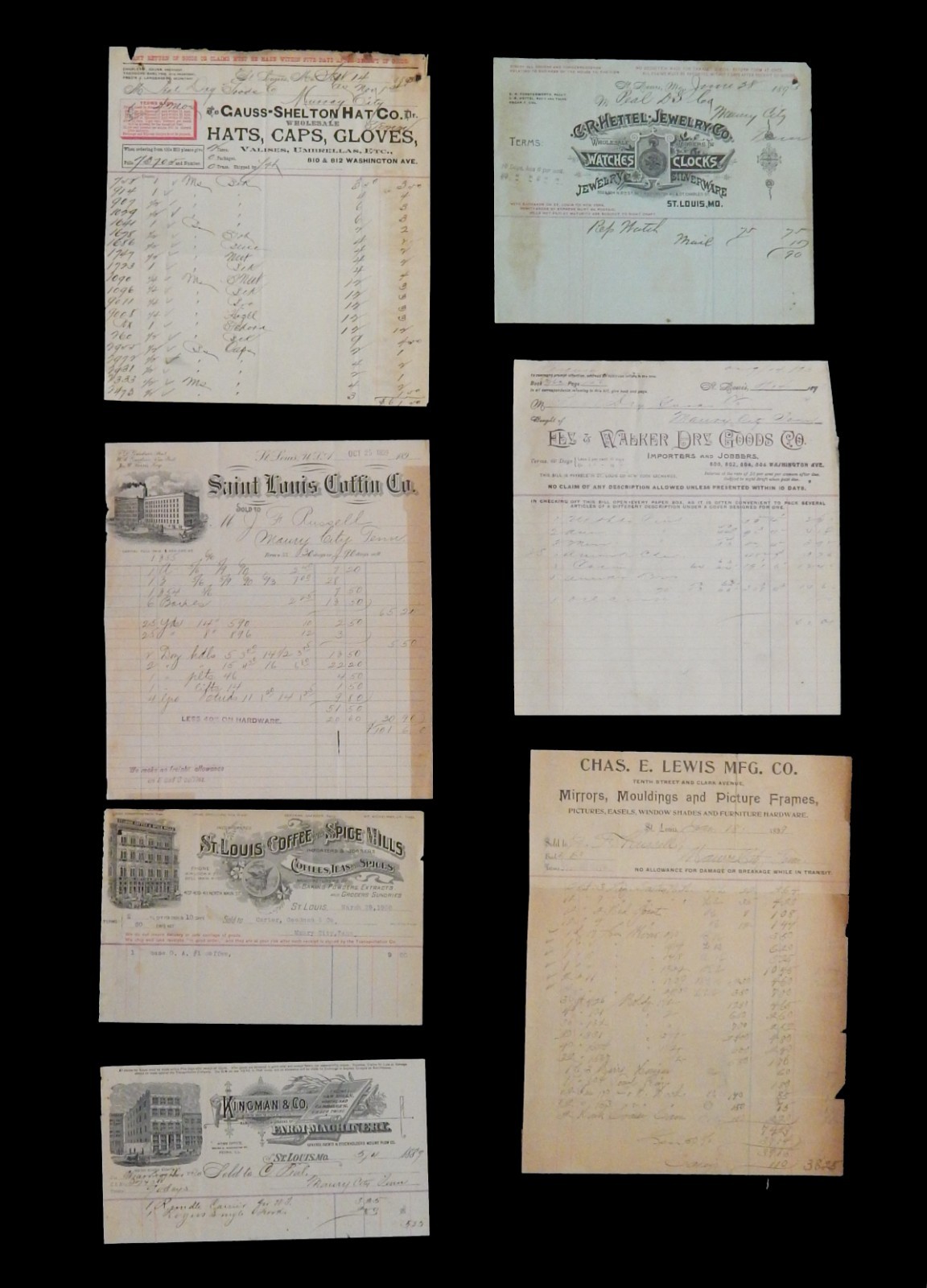 (24) c 1890 ADVERTISING EPHEMERA DOCUMENTS BUSINESS LETTER MISSOURI