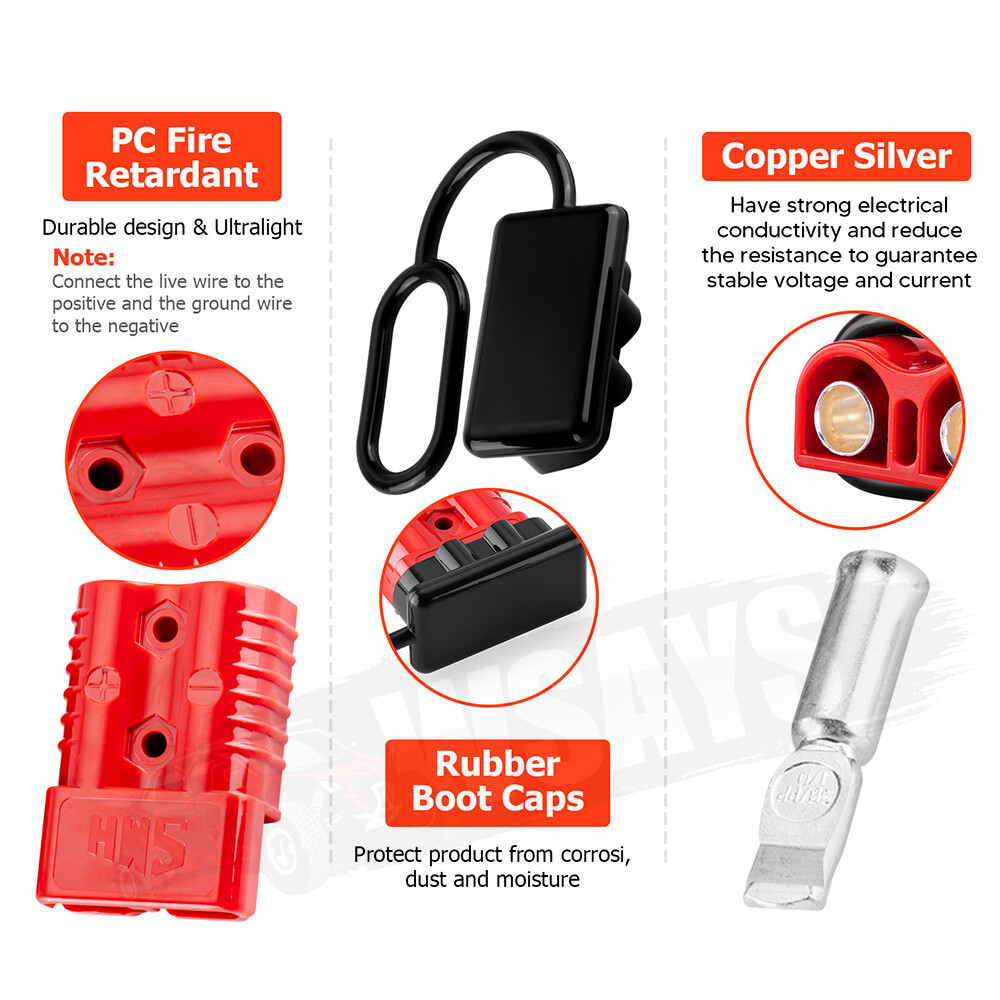 2-4 Gauge Battery Quick Connect Disconnect Electrical Plug Kit For Winch Trailer