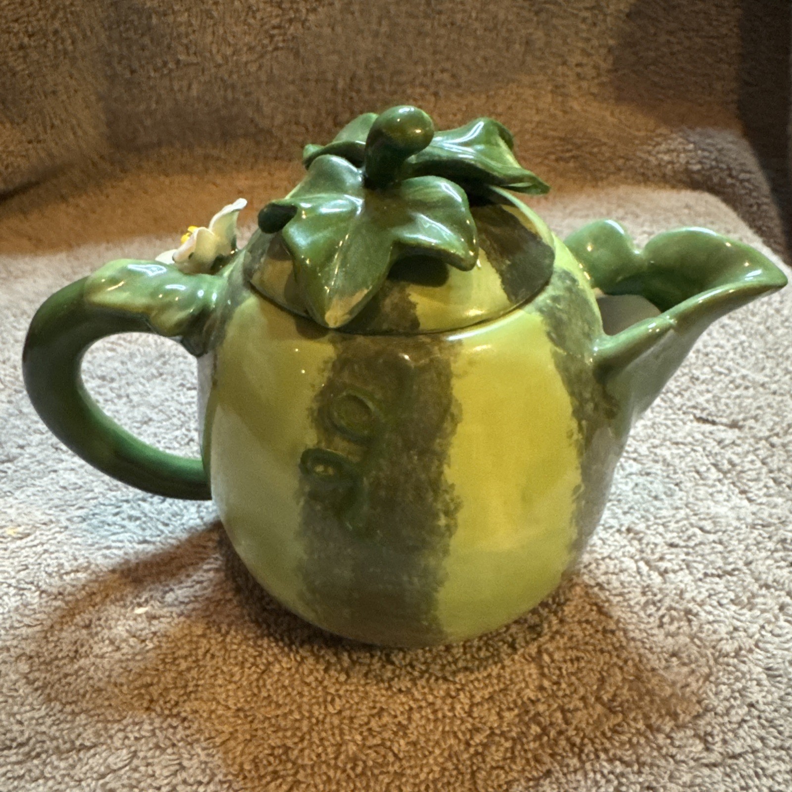 Vtg Lot 6 Ceramic Fruit Teapots: Pear P/apple Peach Pomegranate Watermelon Grape