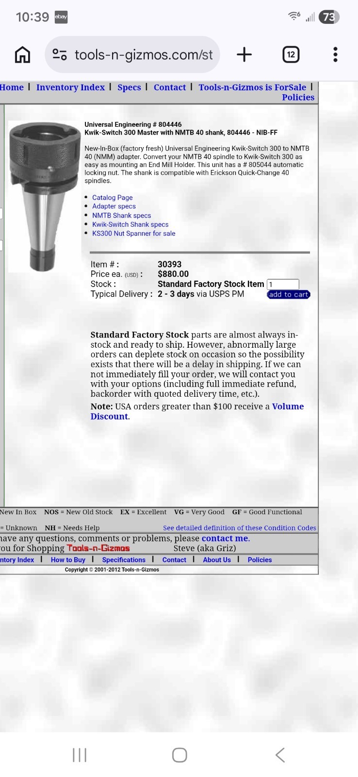 Kwik-Switch 300 Master Holder with NMTB40 Shank 8044446 805044