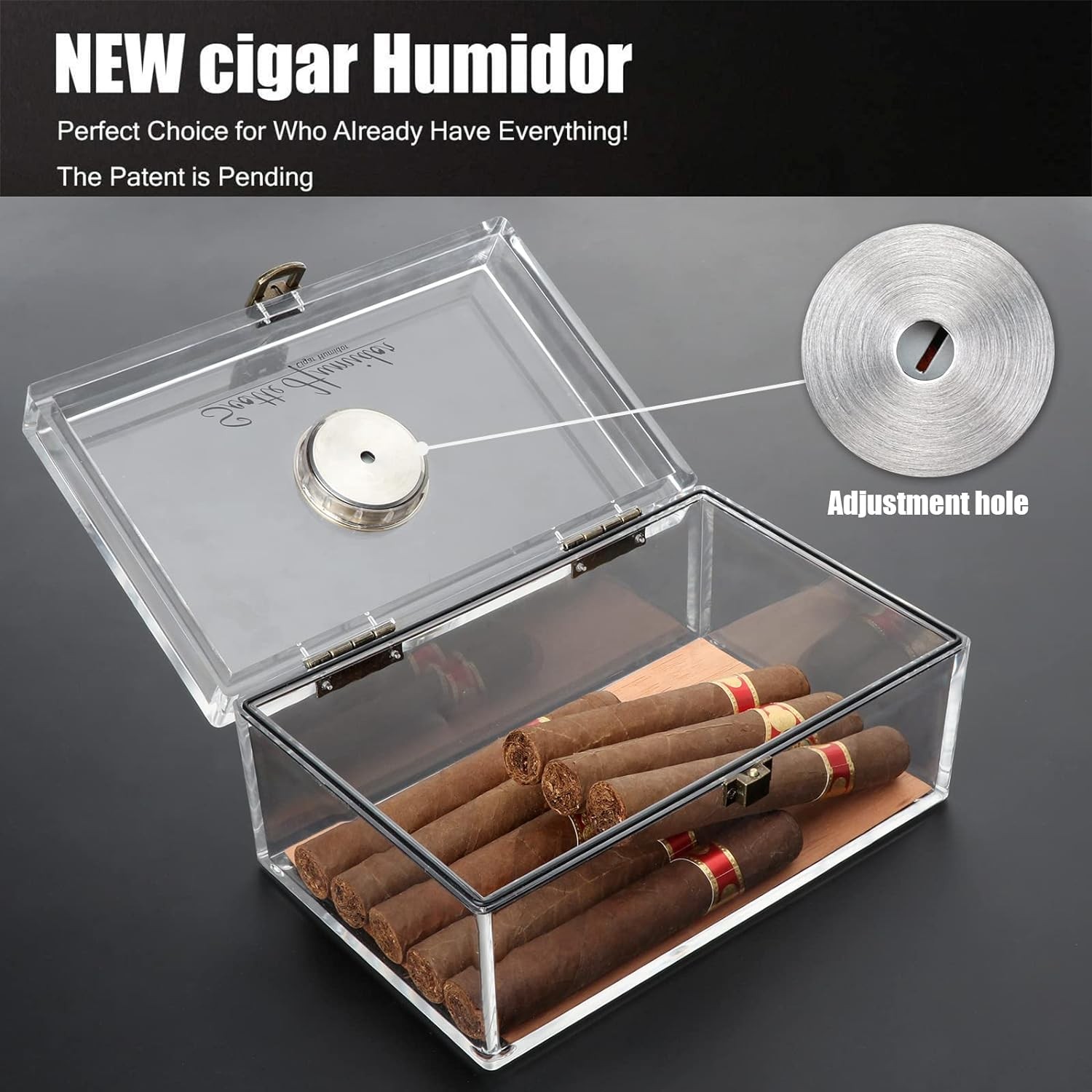 Scotte Acrylic Cigar Humidor Jar/case/Box with Humidifier and Clear-1