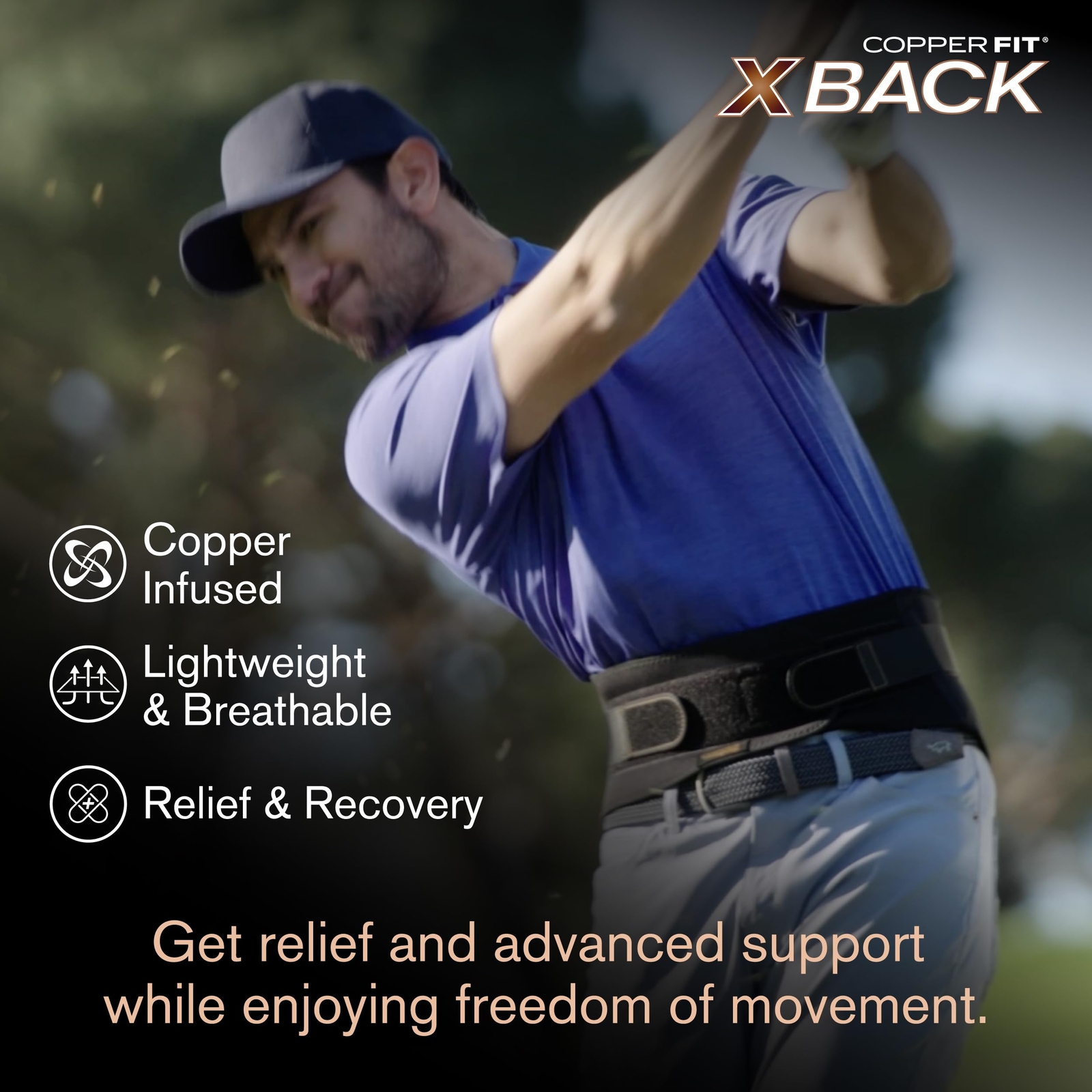 Copper Fit X-Back Brace for Lower Back Pain, Lumbar Support, (Large/XLarge)