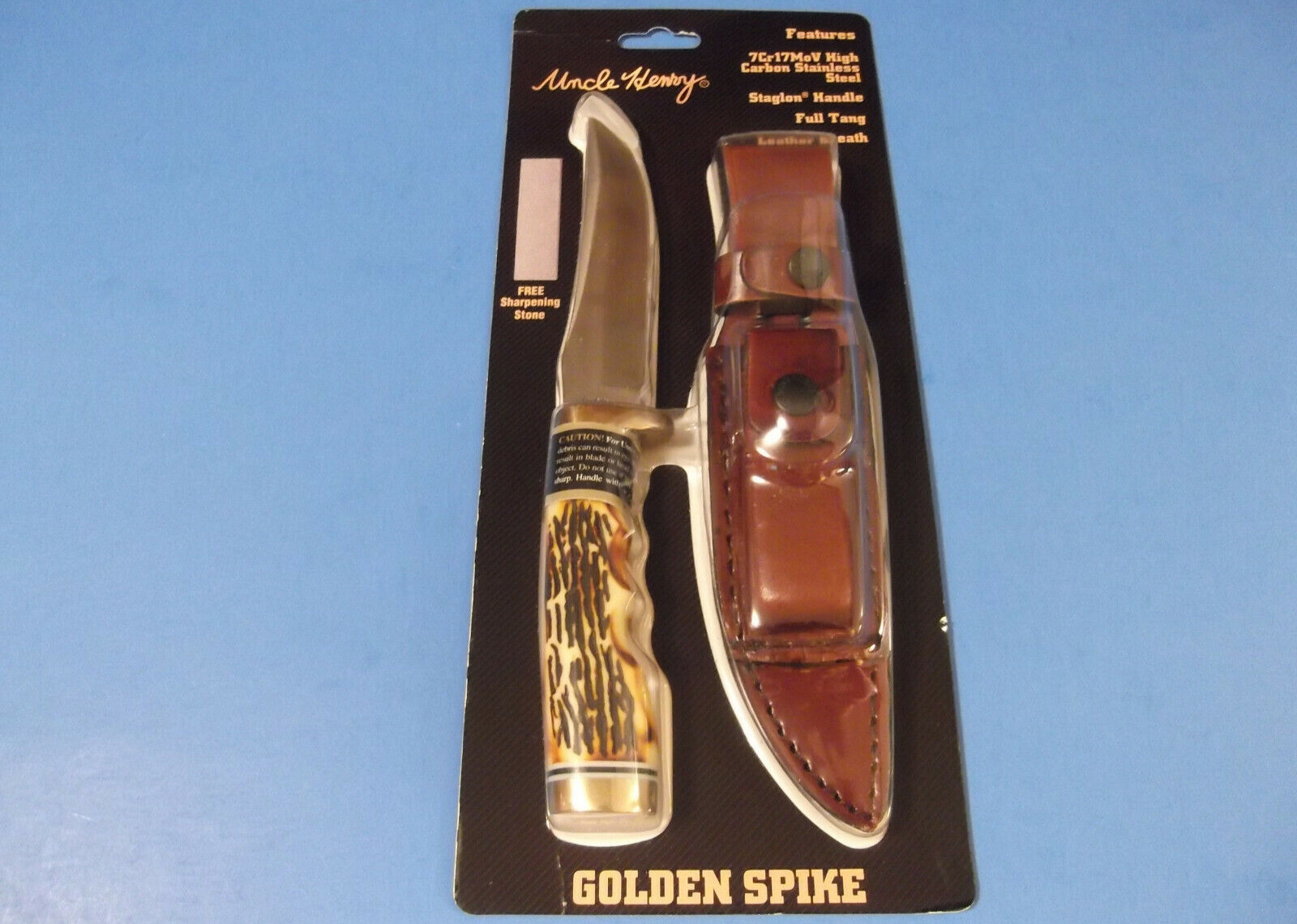 SCHRADE 153UHCP Uncle Henry GOLDEN SPIKE Delrin Stag knife 9 1/2" overall 153UH