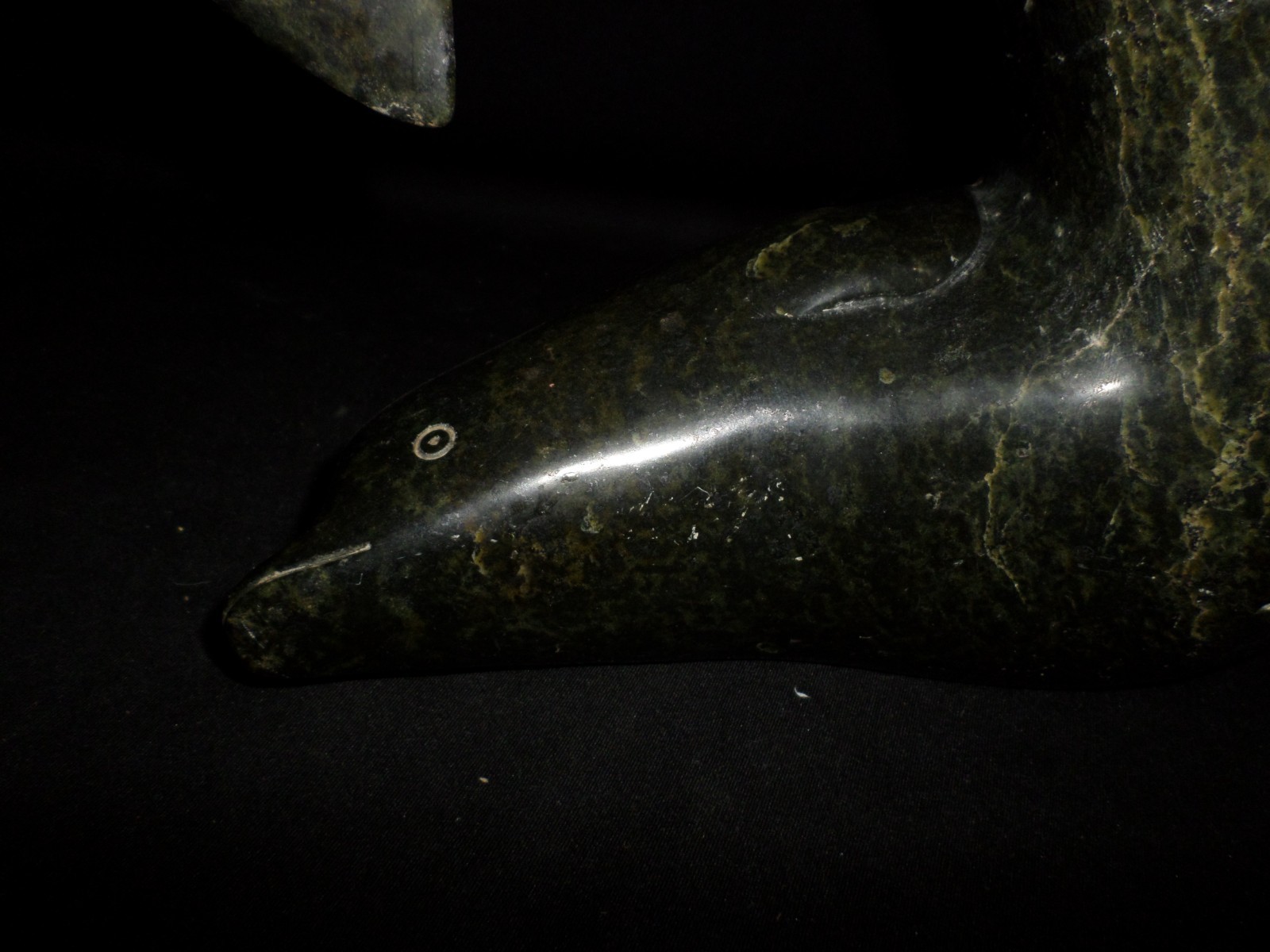 Fine Antique Native American Alaskan Cape Dorset Carved Serpentine Whale 10lb