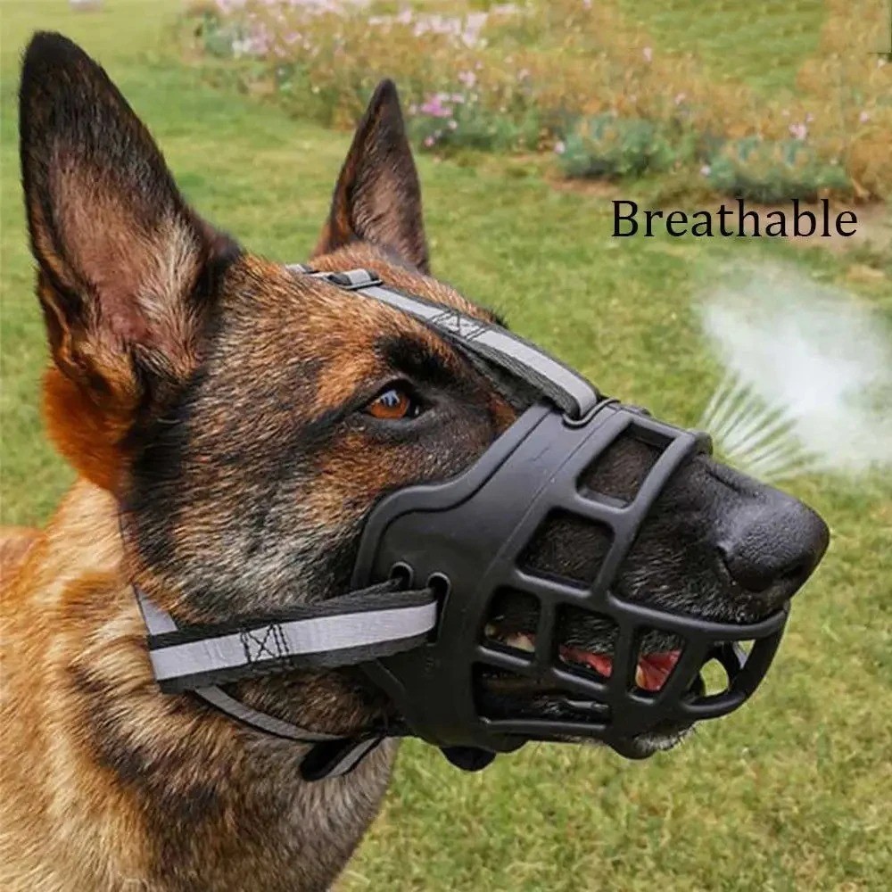 Large Pet Dog Basket Muzzle Mouth Cover Mesh Cage NoBarking Biting Chewing Black