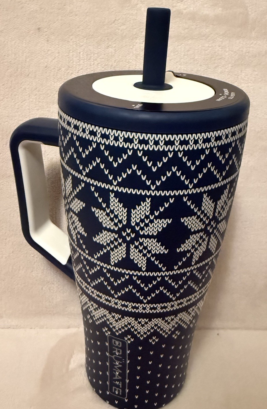 NEW Brumate Limited Edition 30 Oz ERA Straw Tumbler Coffee Mug Blue Alpine Knit