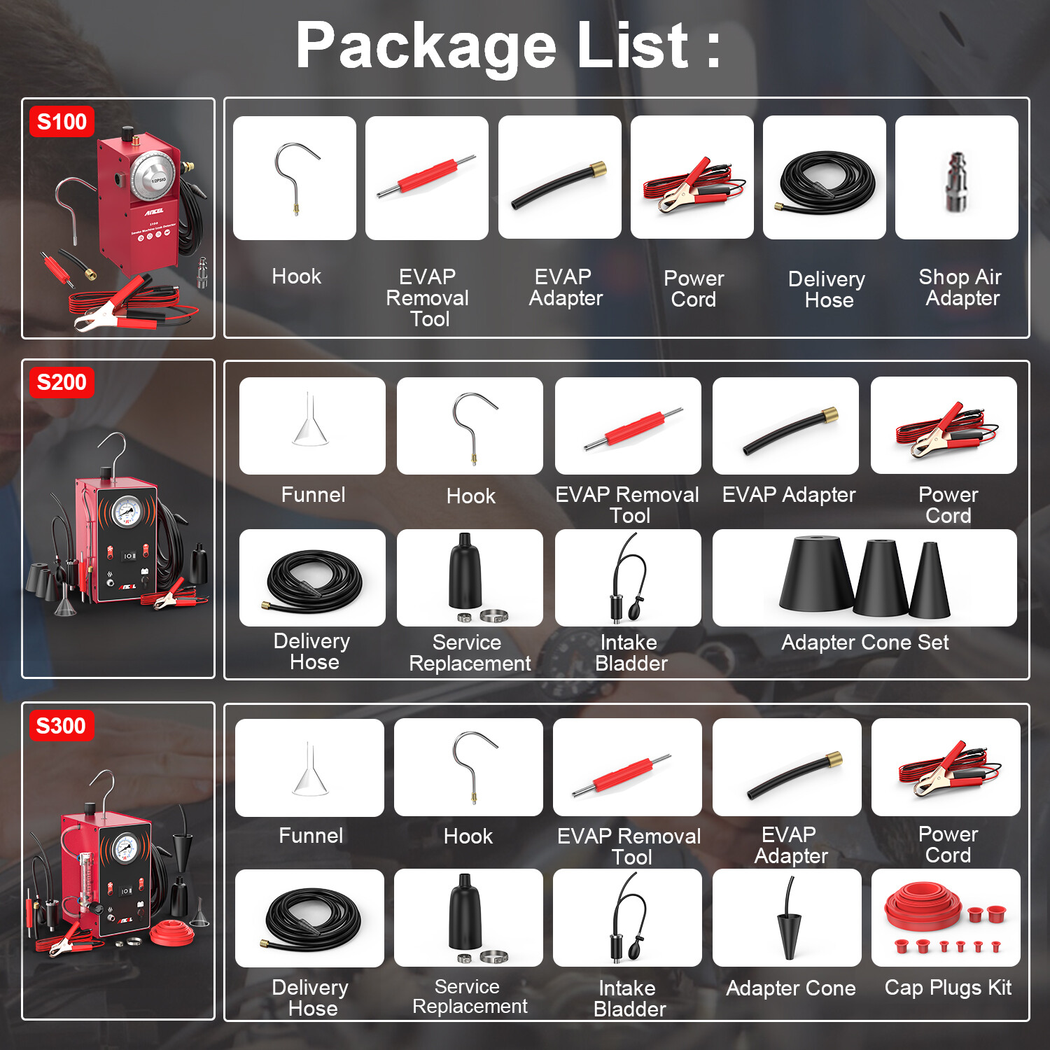 ANCEL S300 Automotive EVAP Smoke Machine Diagnostic Tool Vacuum Leak Detection