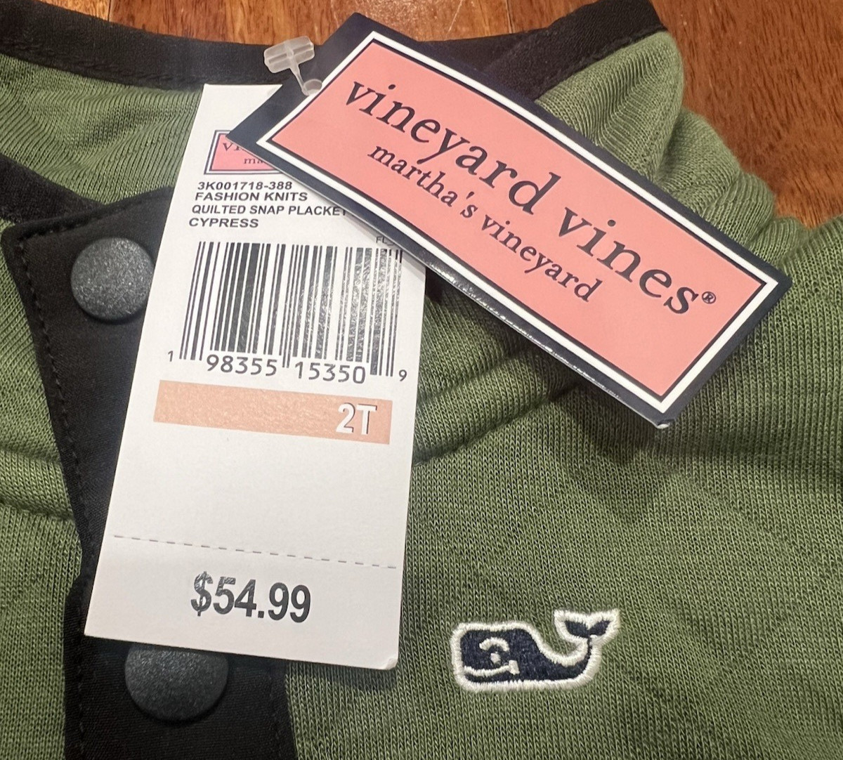 Classic Vineyard Vines Toddler Boy 2T Olive Green Quilted Snap Quarter Pullover