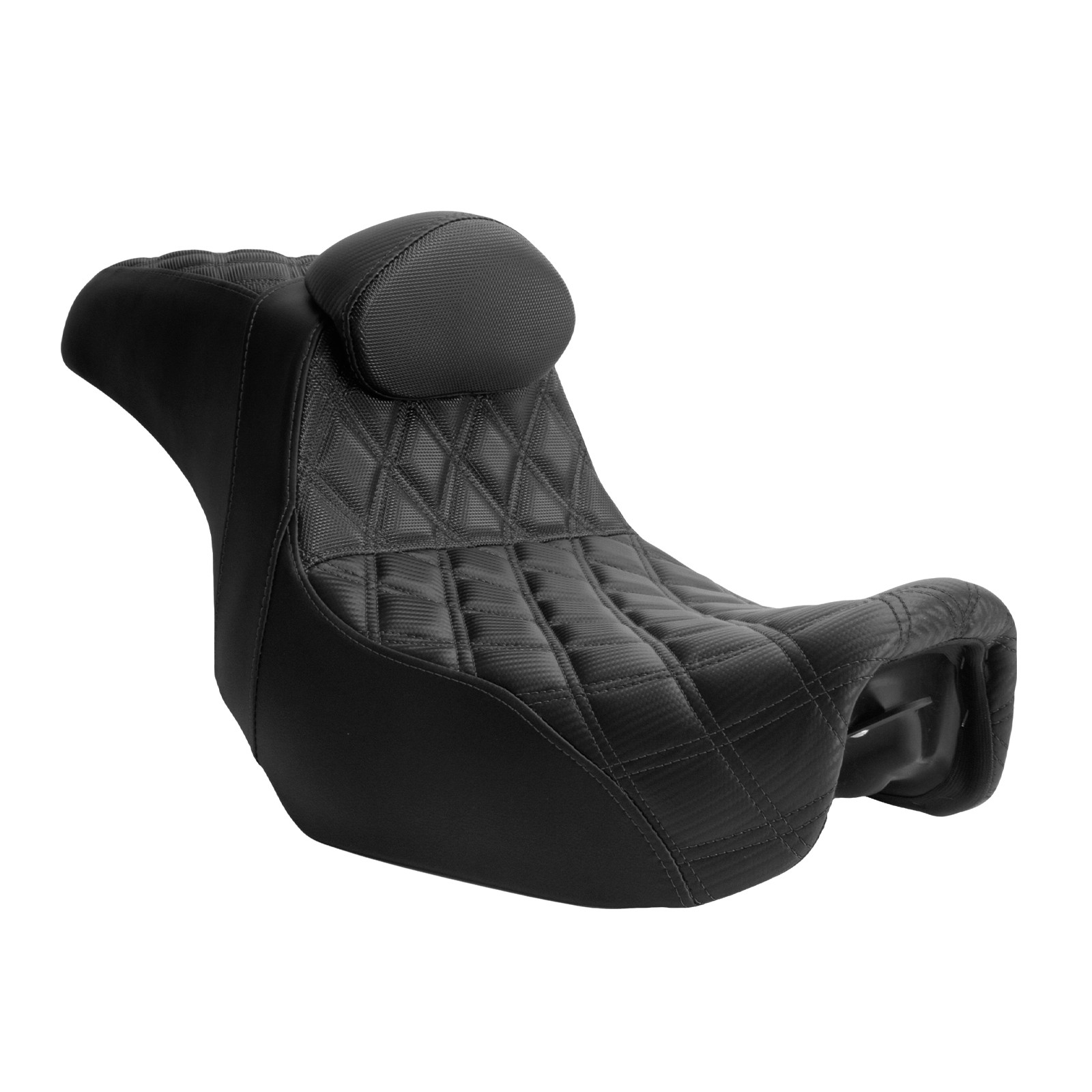 Black Stitching Seat W/ Driver Backrest Fit For Harley Dyna Super Glide 2006-17