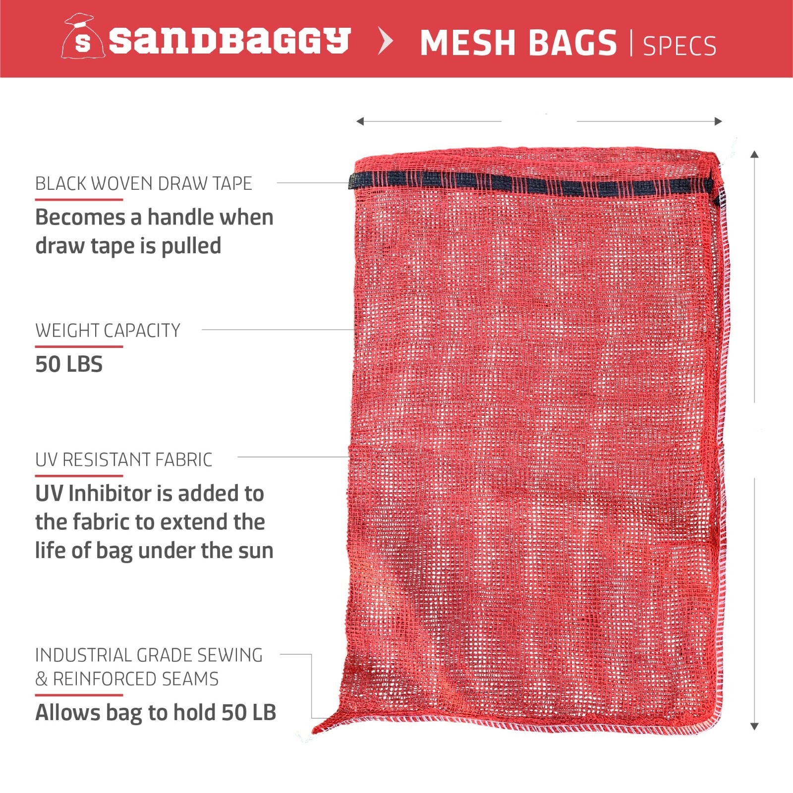 Sandbaggy Mesh Onion Produce Bags | 4 Size Options | Great for Produce & Fruit