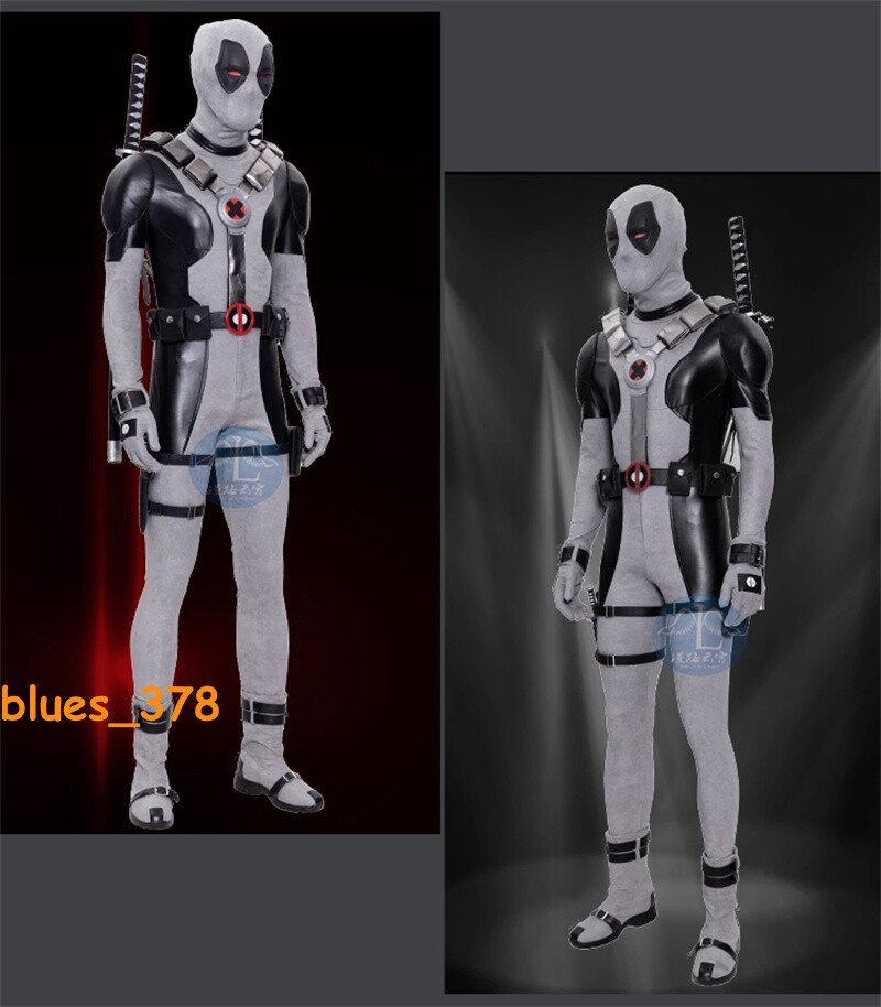 X-FORCE Gray Deadpool Halloween Cosplay Jumpsuit Costume Accessories Suit Lot