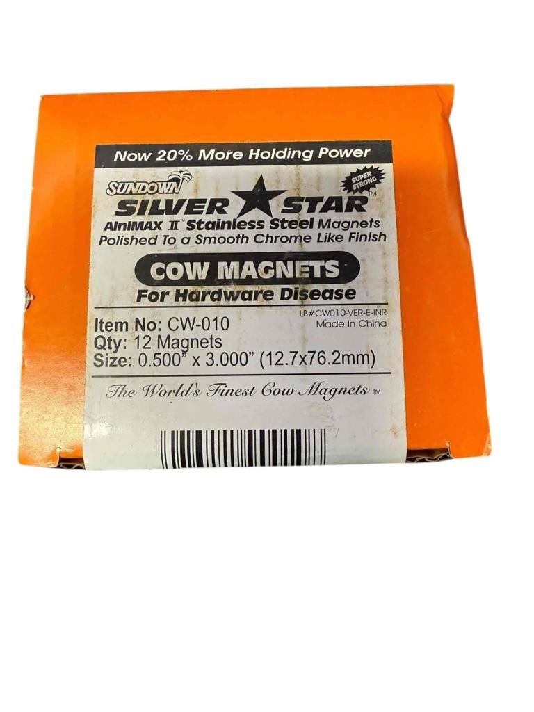NEW 12 Pack Sundown Silver Star Stainless Steel Cow Magnets For Hardware Disease