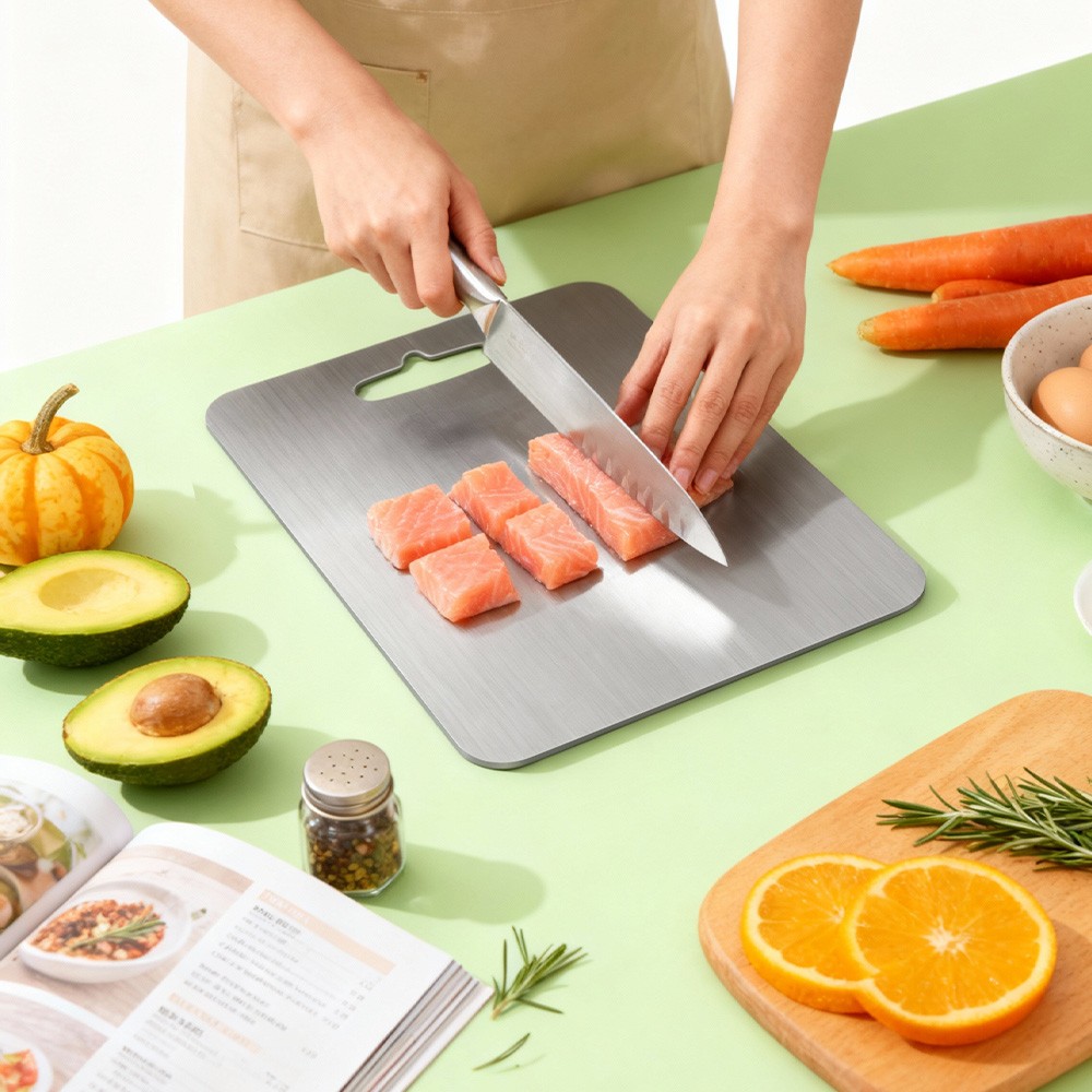 Tabla de Cortar Titanio 100% Puro Para Cocina, Bloque de Carnicero, S/M/L