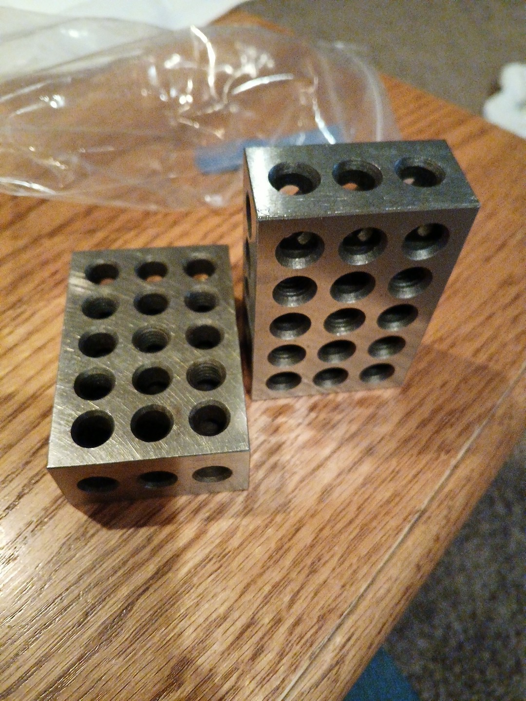 1 Pair 123 Blocks 1-2-3 Ultra Precision .0002 Hardened Steel, 23 Holes