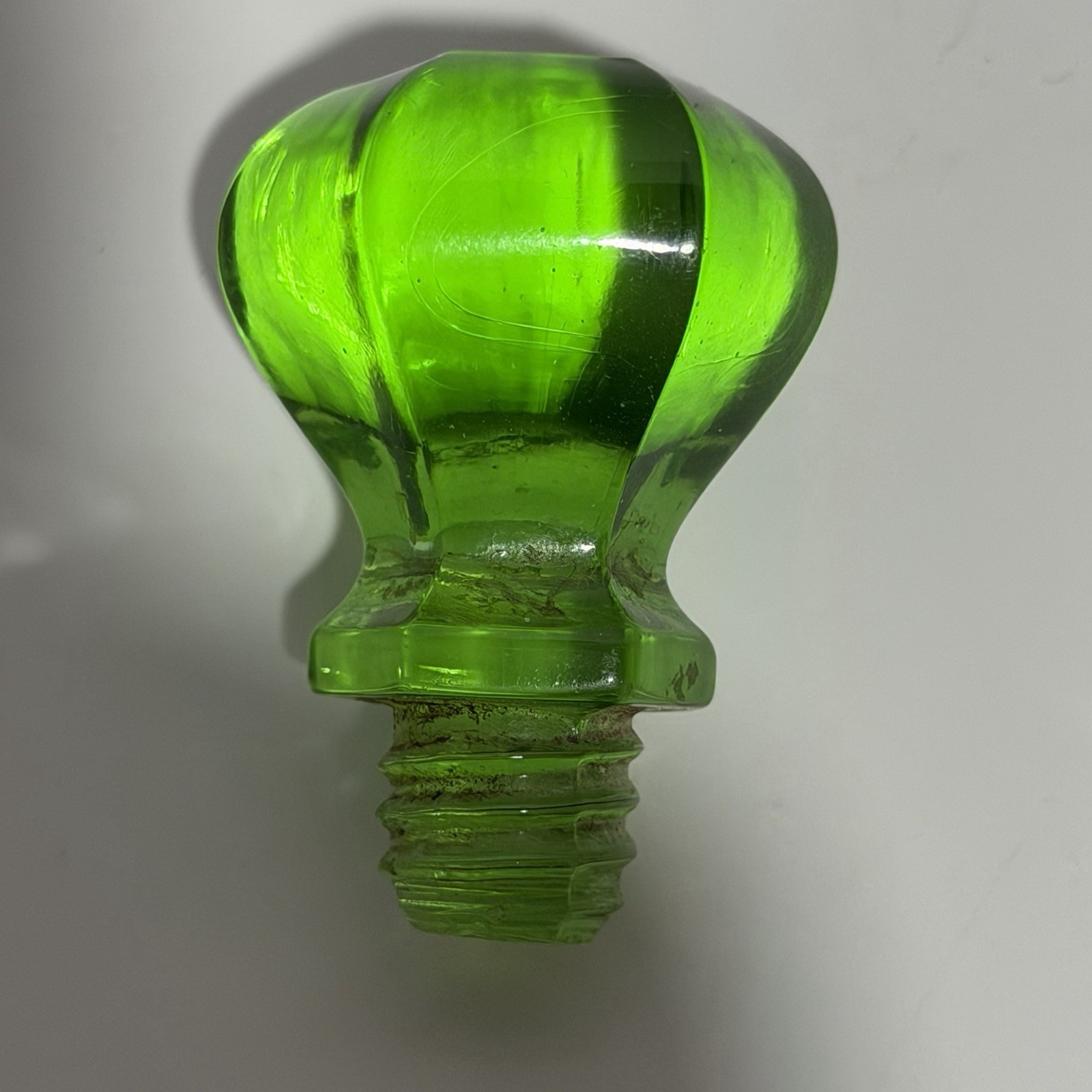 One Green 1” Uranium Vaseline / glowing Glass Knob Dresser Pull Small Hexagon