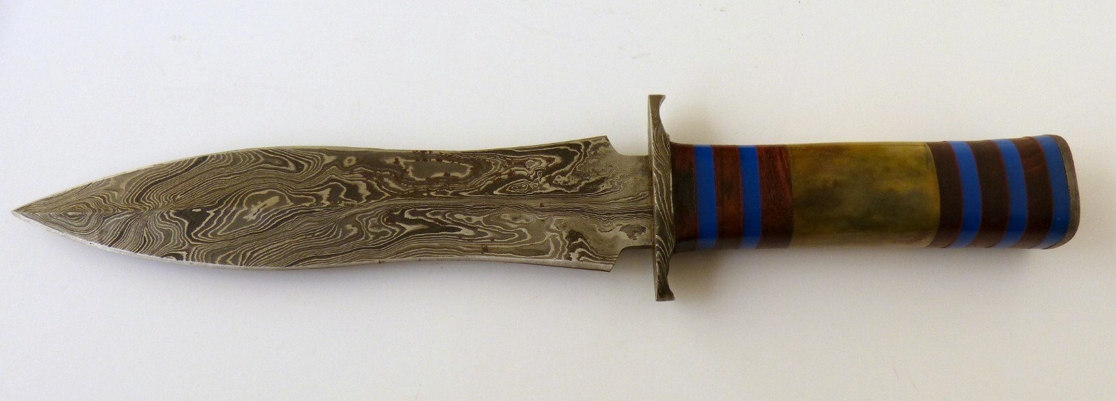 13.5" Fixed Blade Knife Dagger 8" Damasus Steel Blade & Bolster Leather Sheath