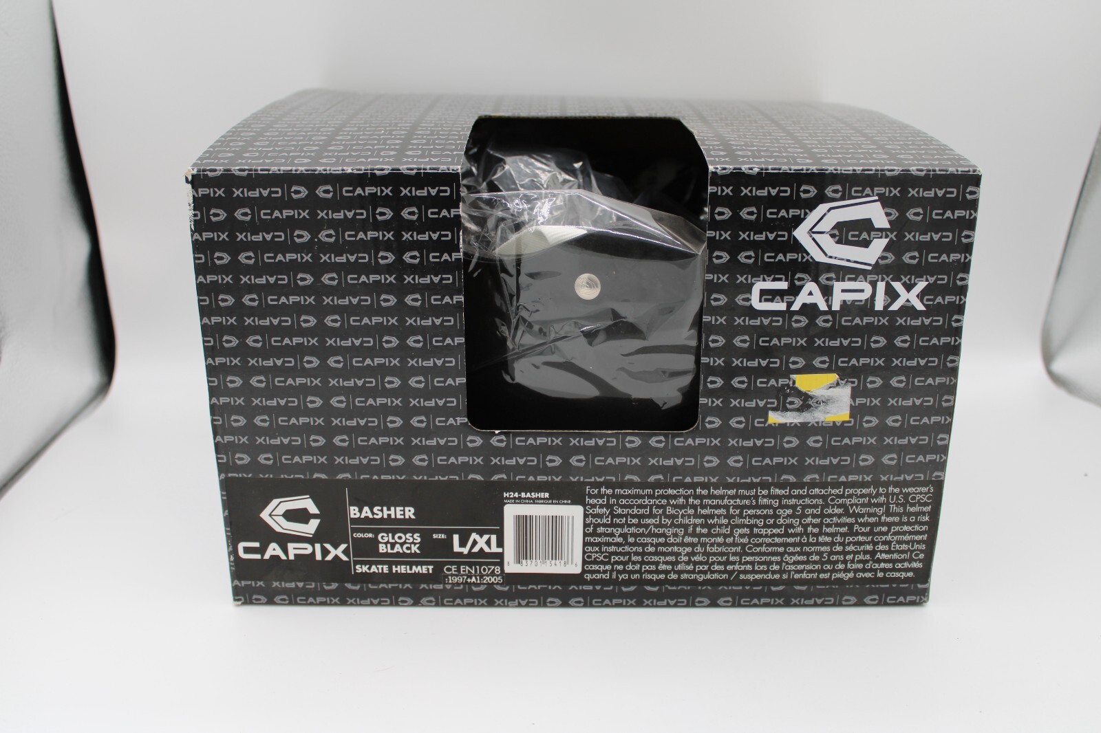 Capix Basher New Gloss Black L/XL Skate Helmet New In Box