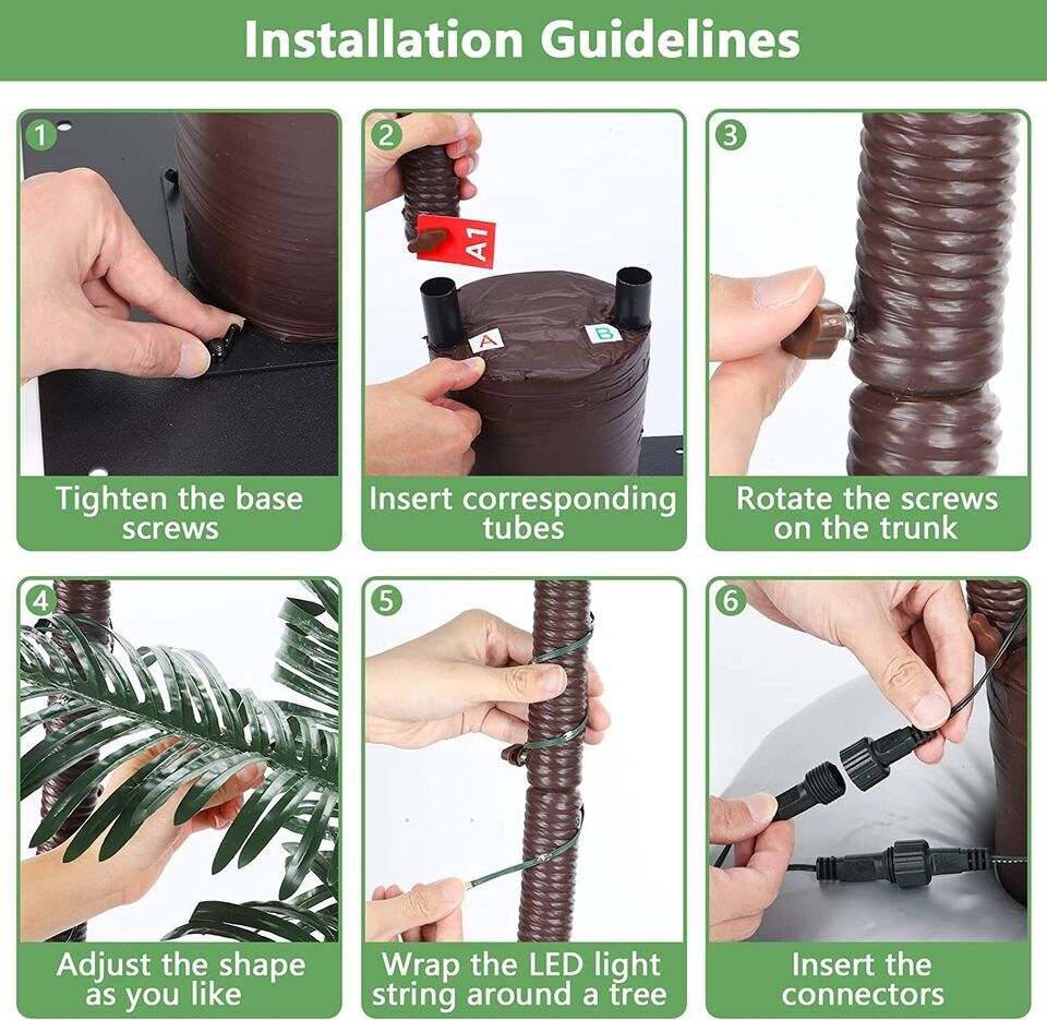 6FT Artificial Lighted Palm Tree Light Up Tree for Outside Patio Bar Indoor