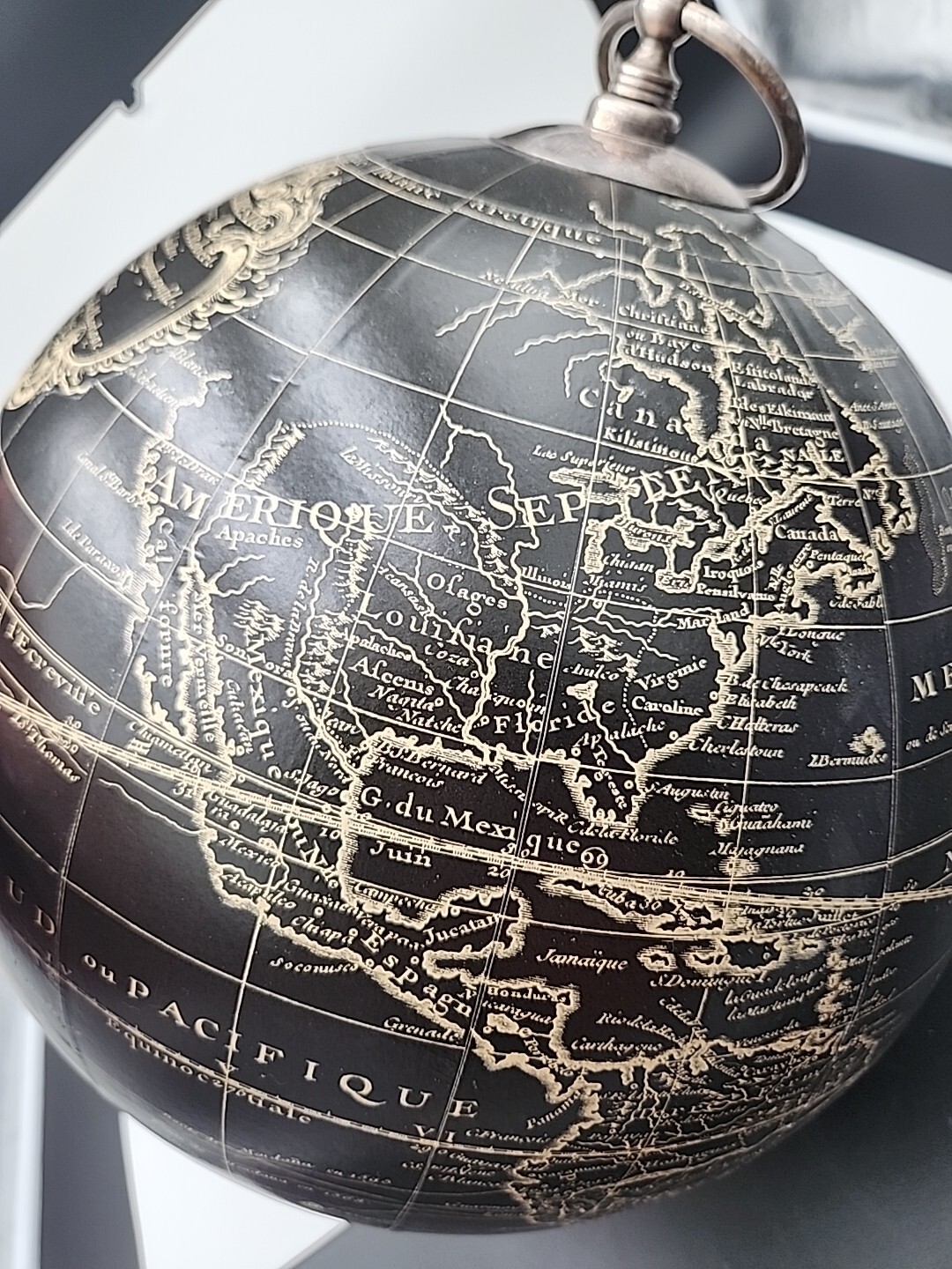 Black Vaugondy 1745 World Globe 13" Reproduction Decor Hanging Globe