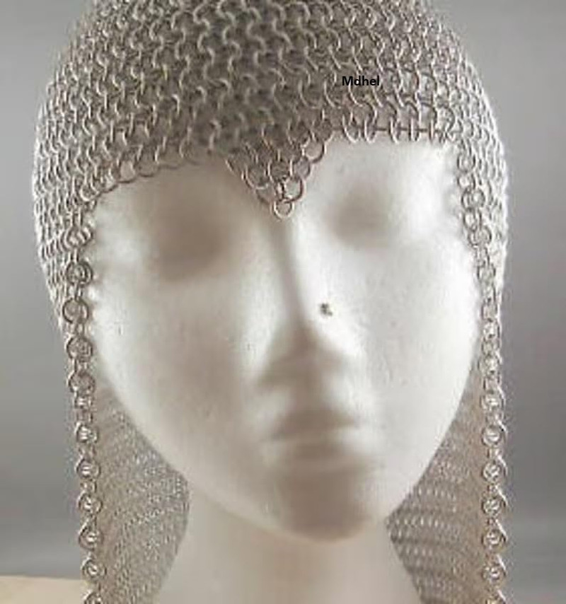Aluminum Chainmail Coif Butted Hood Anodized Head Scarf Large Medieval Knight
