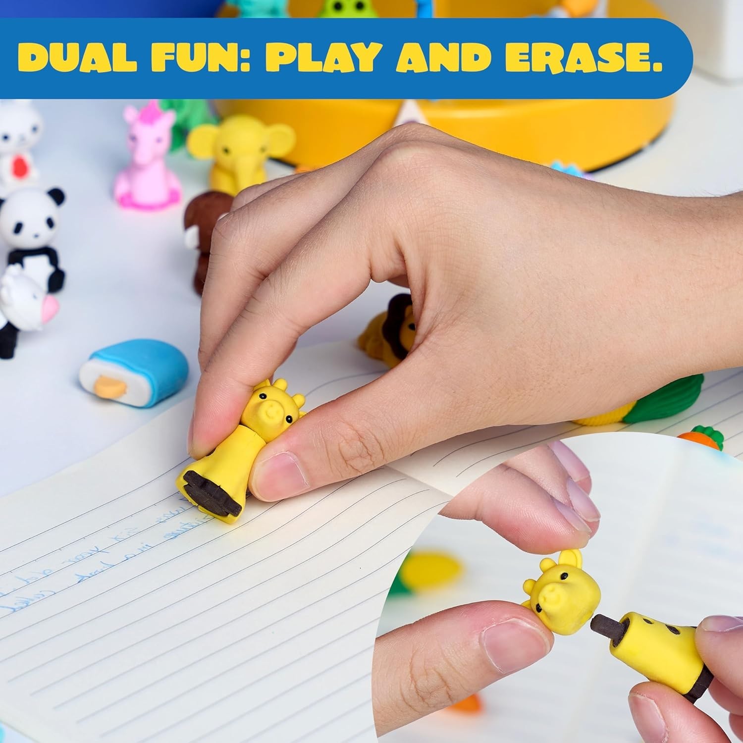 36 Pieces 3D Animal Erasers for Kids, Cute Desk Pets Classroom Rewards Bulk Set!