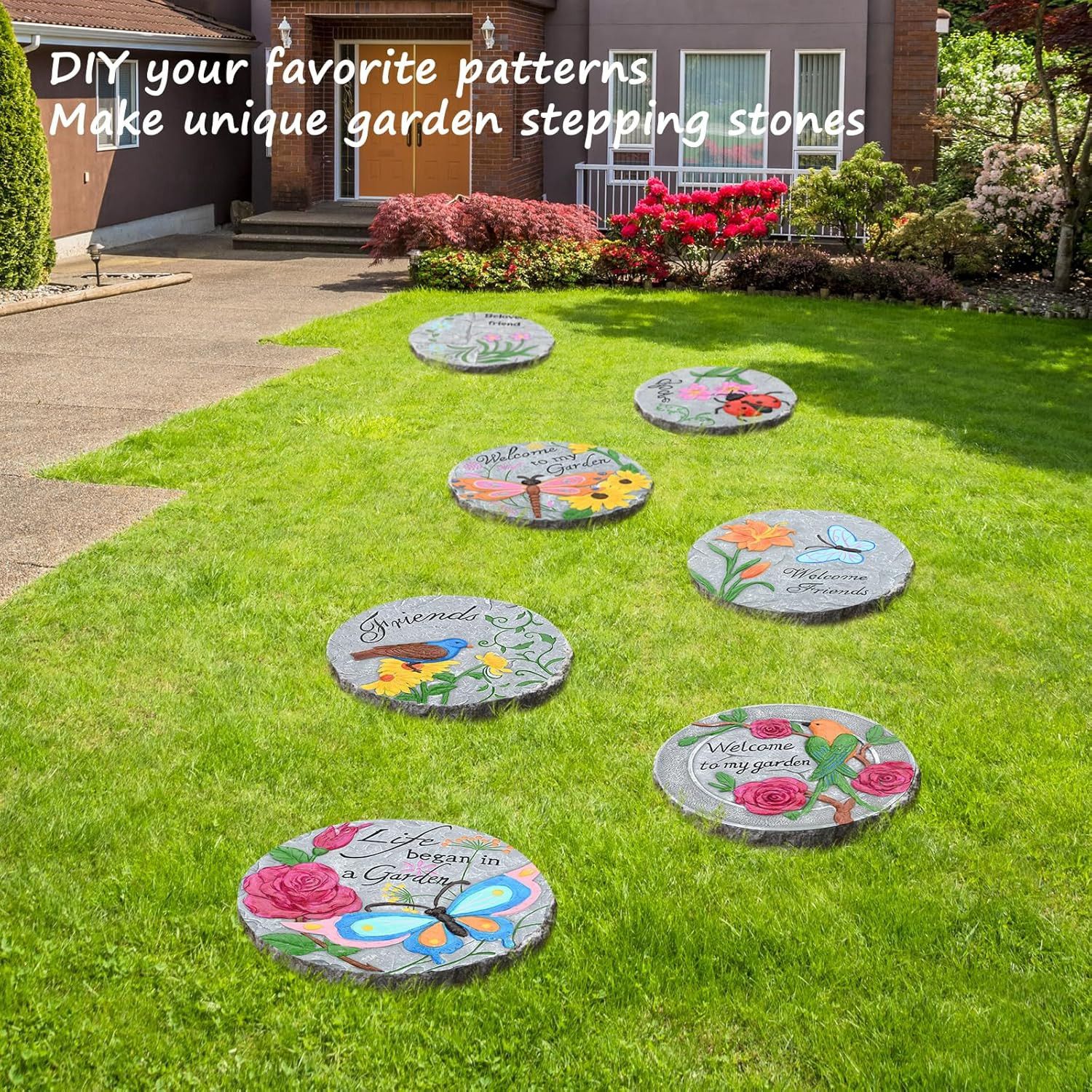 5 Size round Stepping Stone Mold,8.7" 9.25" 10" 11.4" 12.6" Stepping Stone Molds