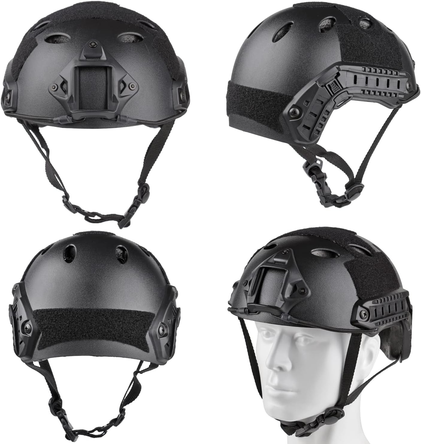 Airsoft Helmet and Mask, Full Face Mask with Detachable Goggles, Paintball Black