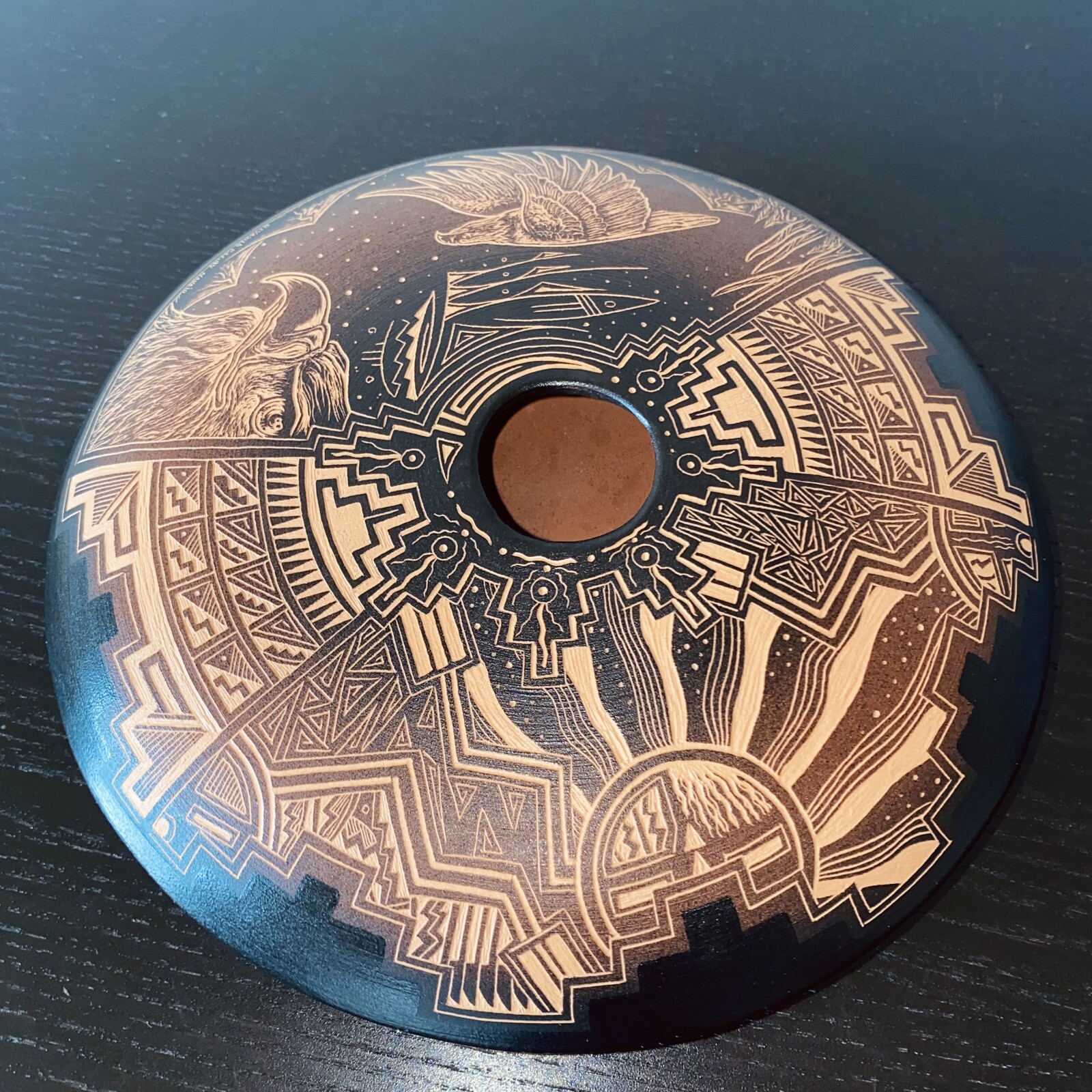 Reynold Begay Seed Pot Navajo Native American Hand Carved Sun Eagle Geometric