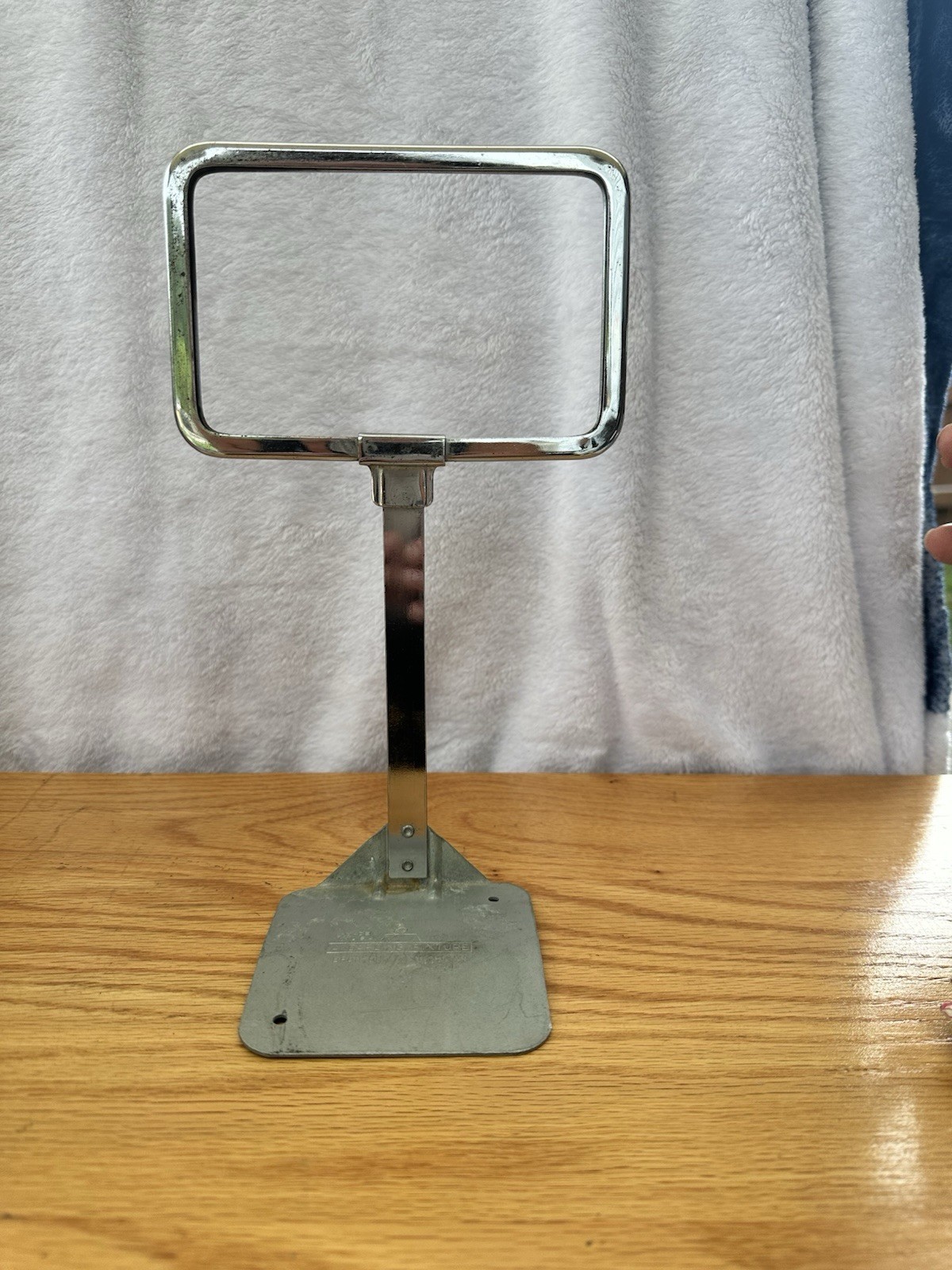 VTG 10” METAL STAND UP STORE SIGN FRAMES, A DARLING FIXTURES, BRONSON MICHIGAN