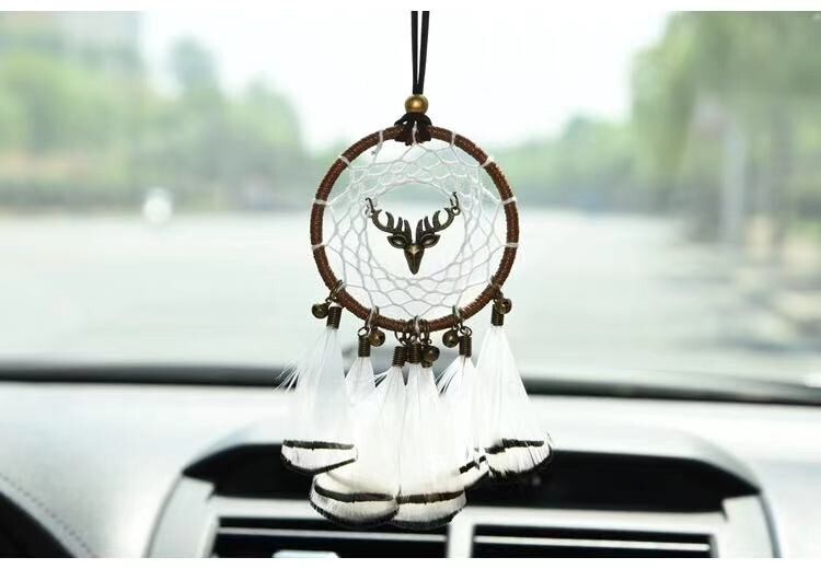 Dream Catcher Car Rearview Mirror Pendant Feather Decor Auto Ornament Hang Charm