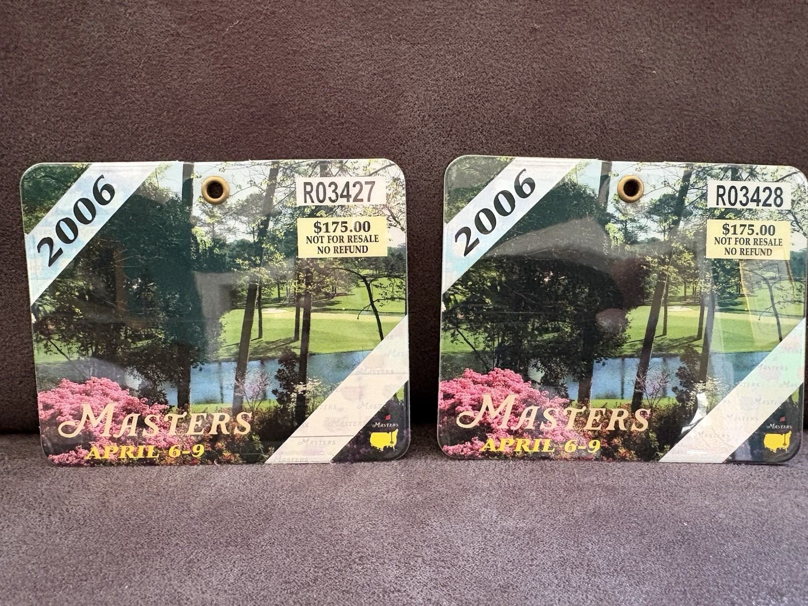 2006 Masters Badges & Cabin Guests Amenities RARE Phil Mickelson Winner