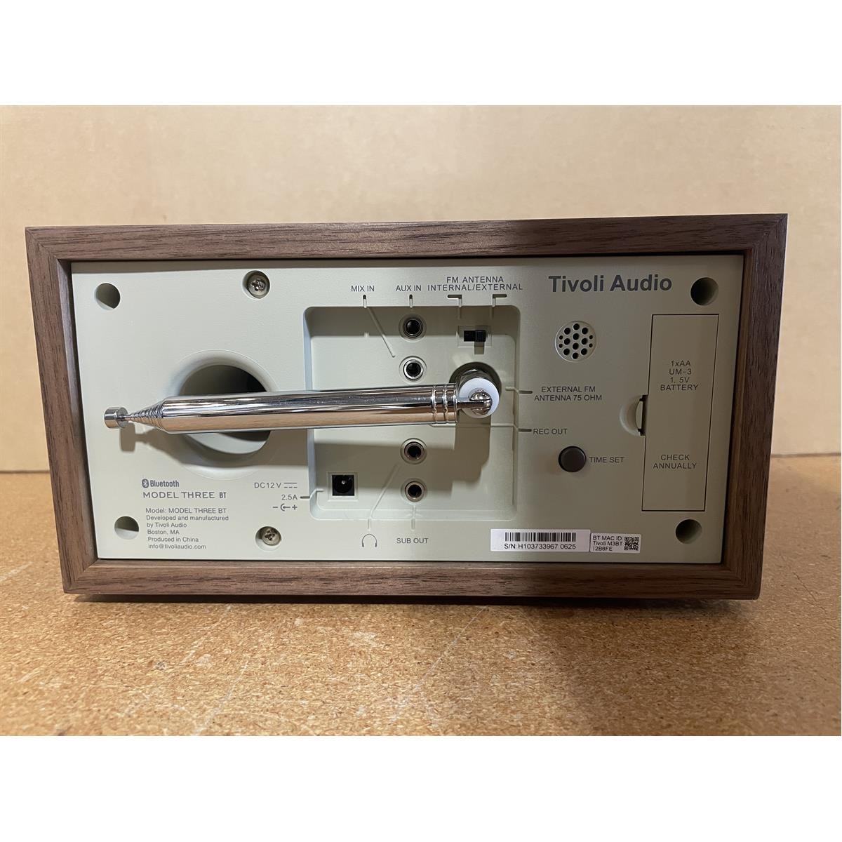 Tivoli Audio Model Three AM/FM Bluetooth Clock Radio with USB Charging Ports