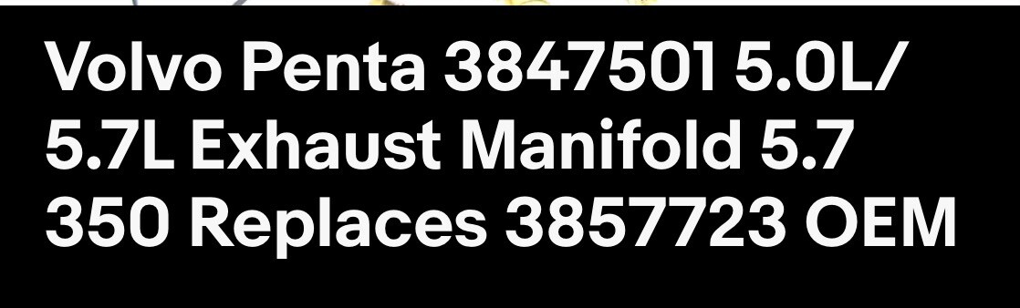 Volvo Penta 3847501 5.0L/5.7L Exhaust Manifold 5.7 350 Replaces 3857723 OEM