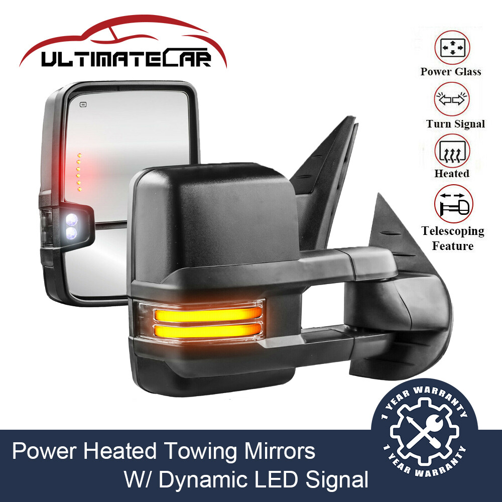 Power Heated Tow Mirrors Dynamic LED Signal For 07-13 Chevy Silverado GMC Sierra