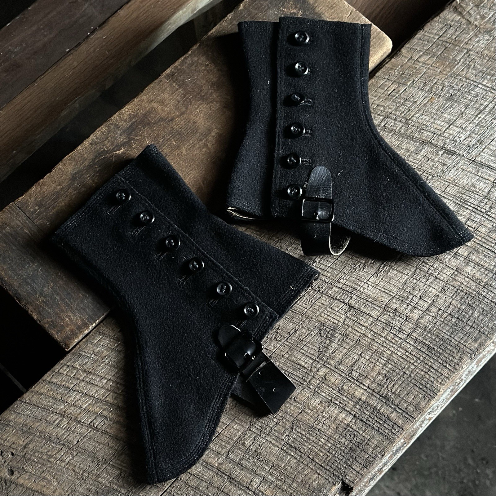 Antique Pair of Wool 6 Button Ladies Spats, Vintage Footwear, Lot 10