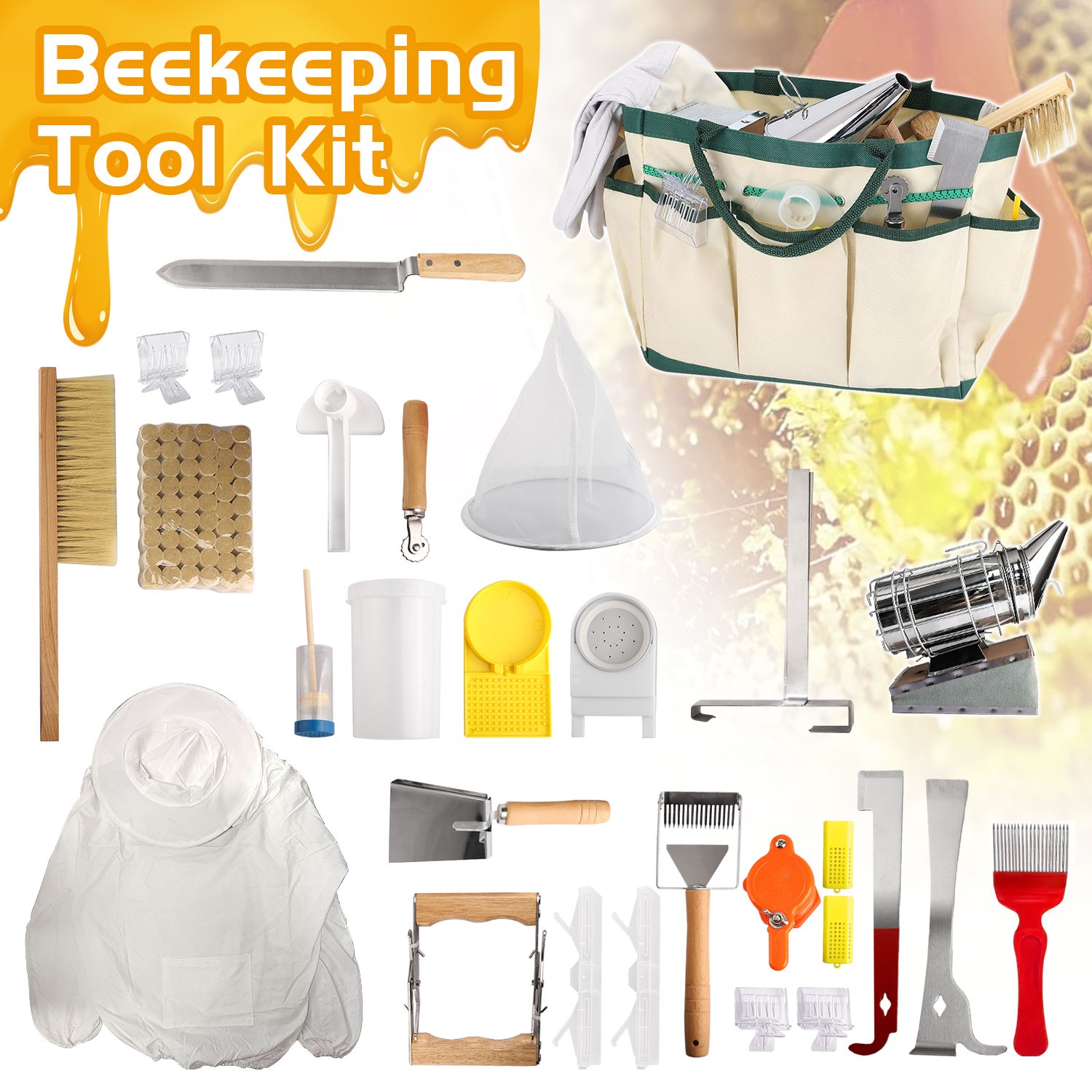 30 Pcs Beekeeping Supplies Tools Bee Suit Bee Keeping Starter Kit Bee Keeper