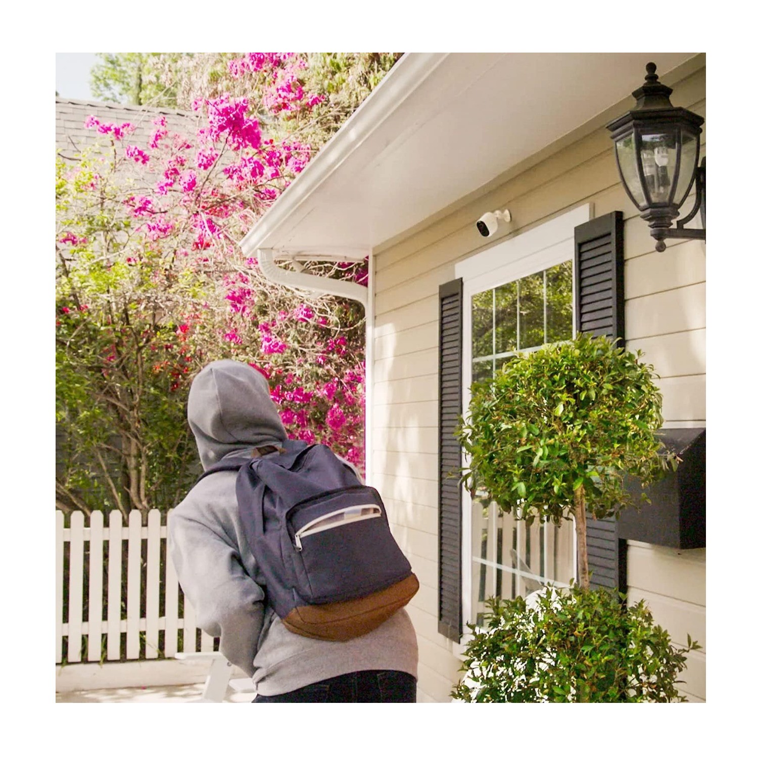 Arlo Essential Spotlight 4 Camera Security System with Solar Power Panel (White)