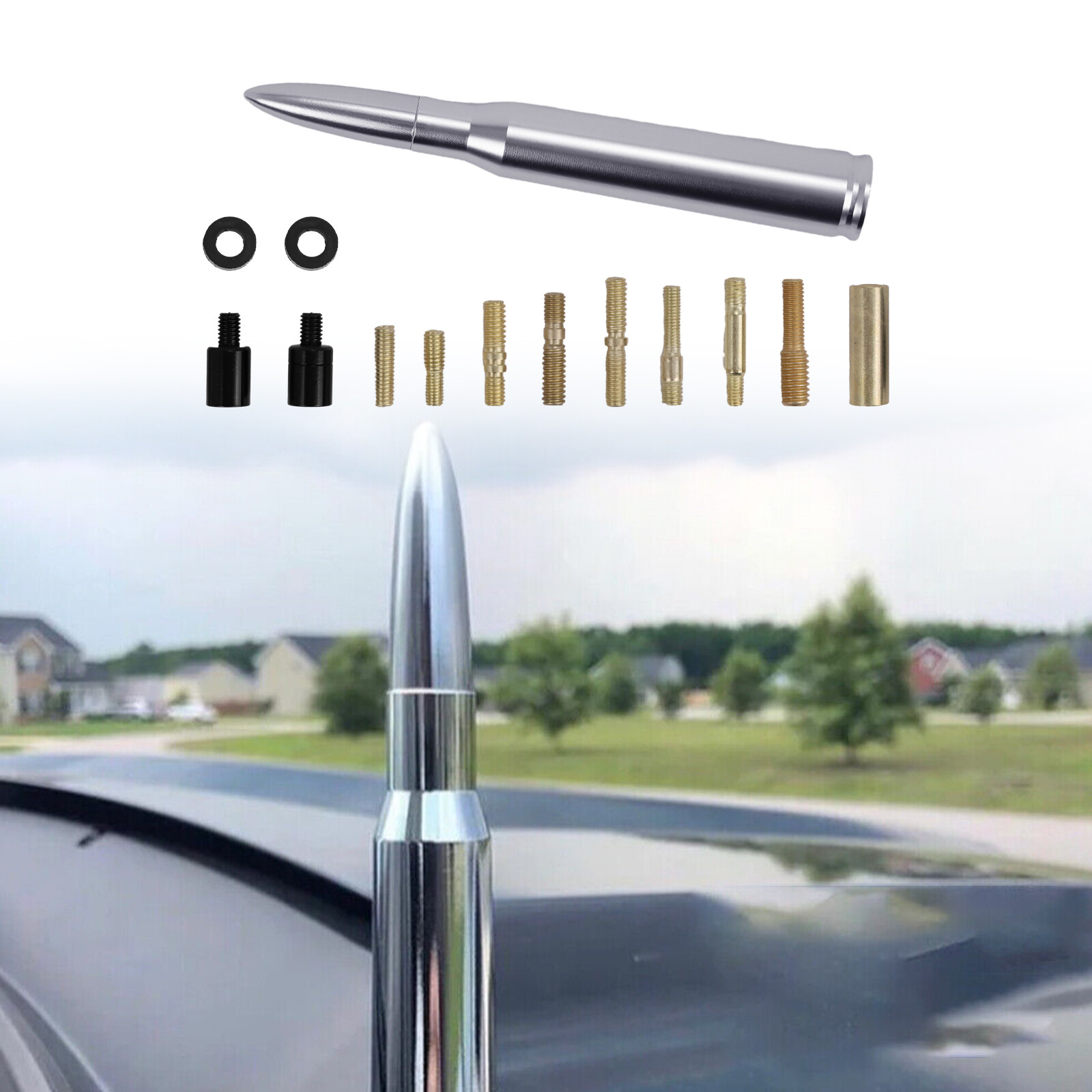 Bullet Antenna 50 Cal Caliber For Truck Dodge Ram 1500 Ford F150 Raptor Bronco