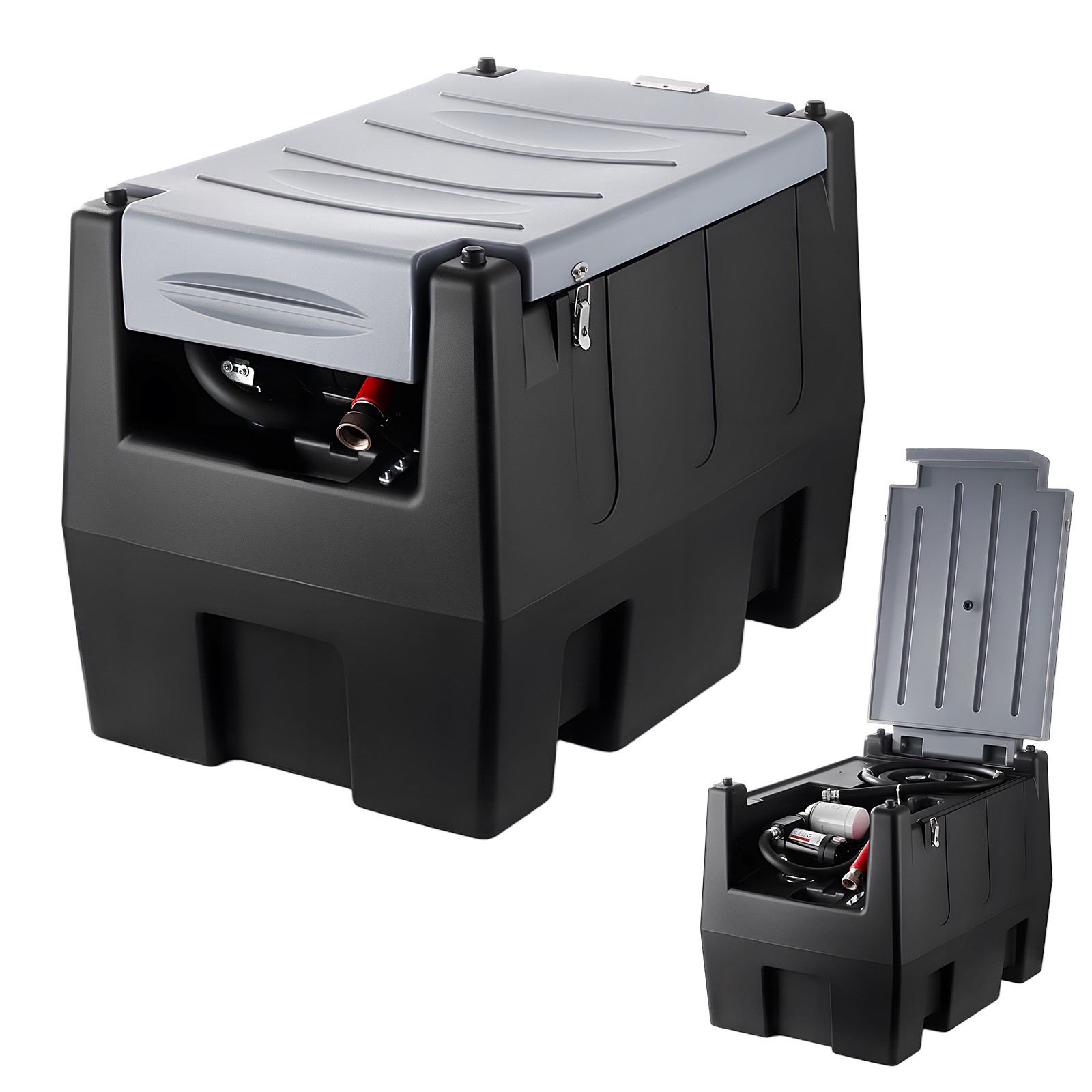 Portable Diesel Fuel Tank 58Gal 10GPM w/12V Electric Transfer Pump & 13.1ft Hose