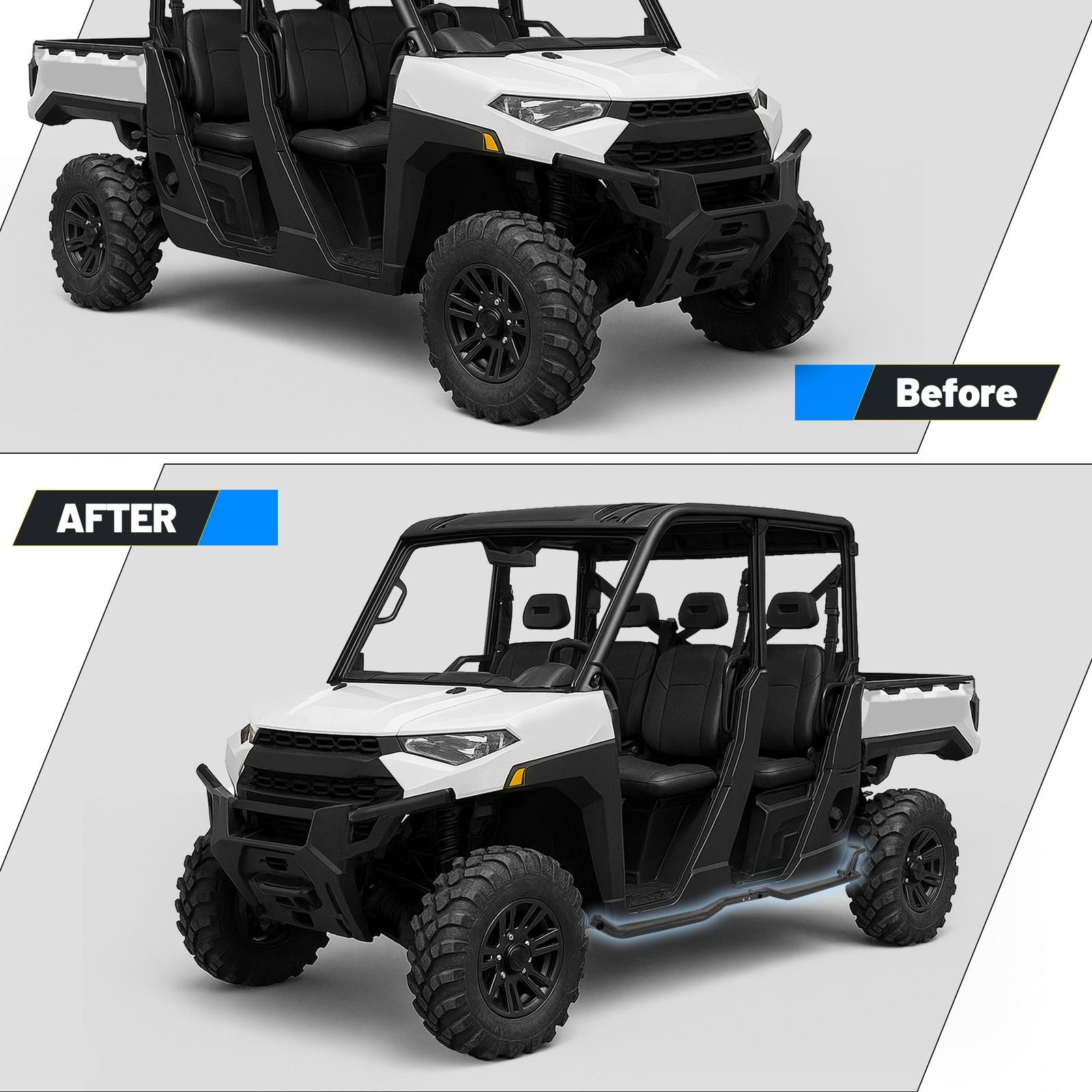 For Polaris Ranger Crew XP 1000 2019-25 24 UTV Rock Sliders Nerf Bars Side Steps