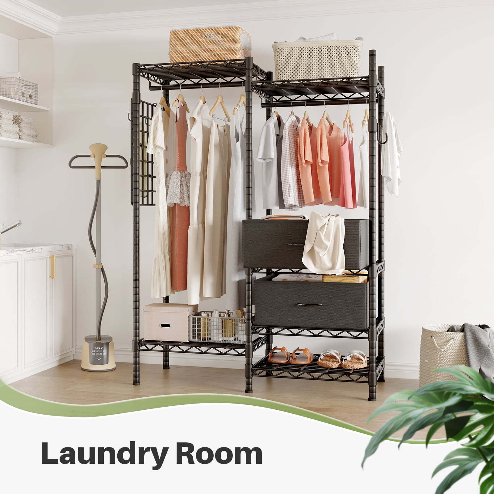 HOKEEPER Wire Garment Rack Closet Wardrobe Heavy Duty Clothes Clothing Racks