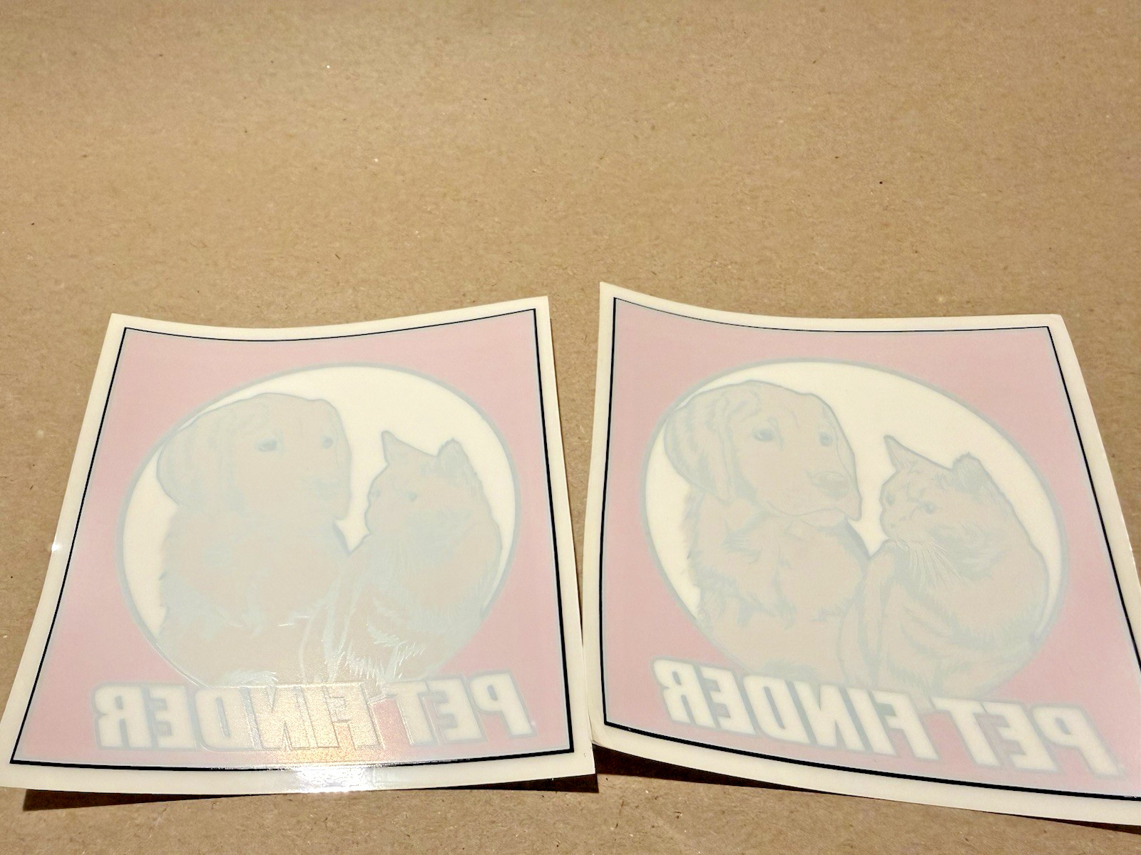 (Two Pack) PET FINDER Window Decals - 90s Vintage Reflective Pet Finder